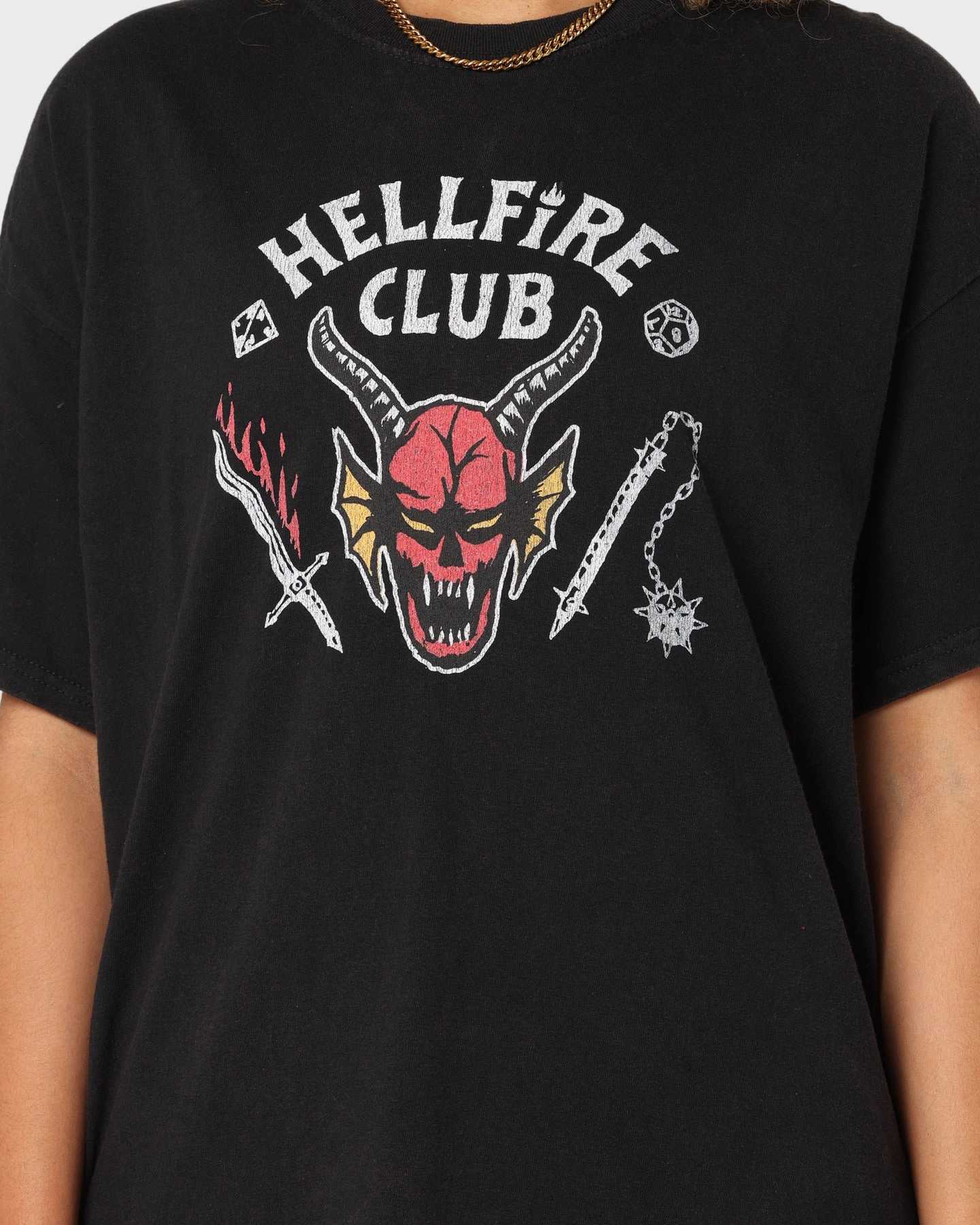 Goat Crew Goat Crew X Stranger Things Hellfire Club Vintage T-Shirt Washed Black Breathable Style Durable Colorfast Finish