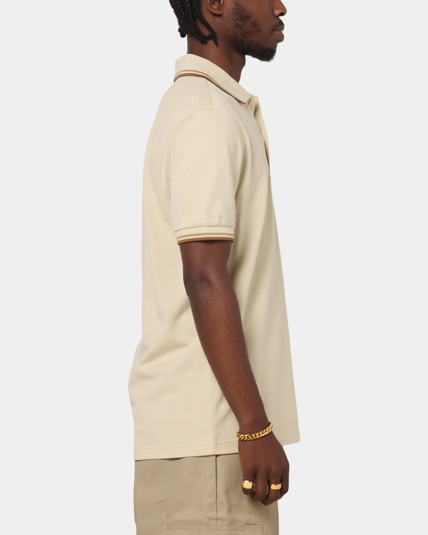 Brushed Interior Flexible Waistband Fred Perry Twin Tipped Polo Shirt Oatmeal