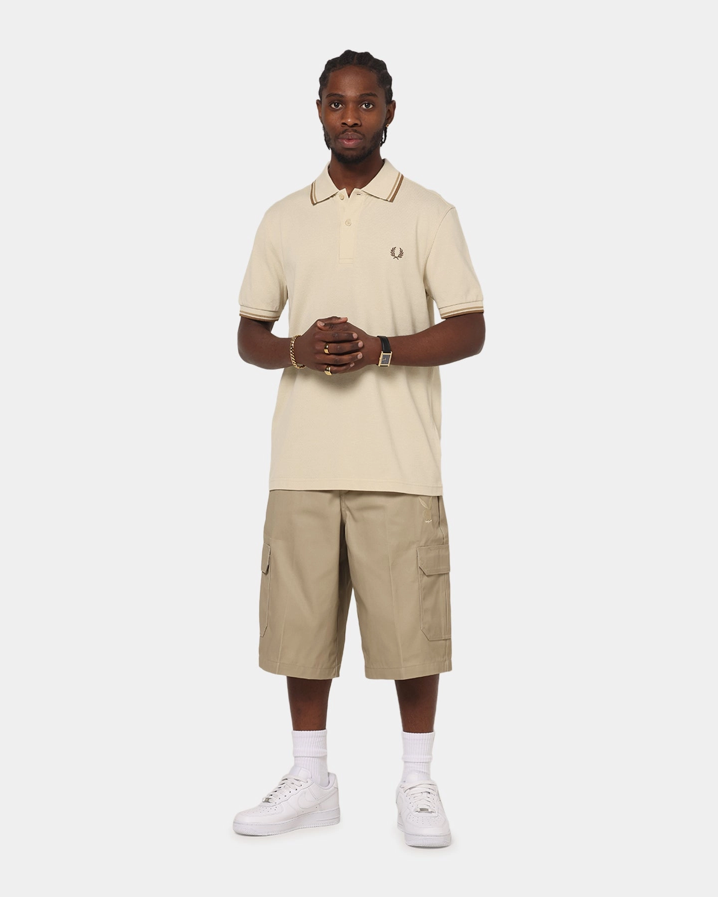 UV Protection Blend Casual Elegance Fred Perry Twin Tipped Polo Shirt Oatmeal