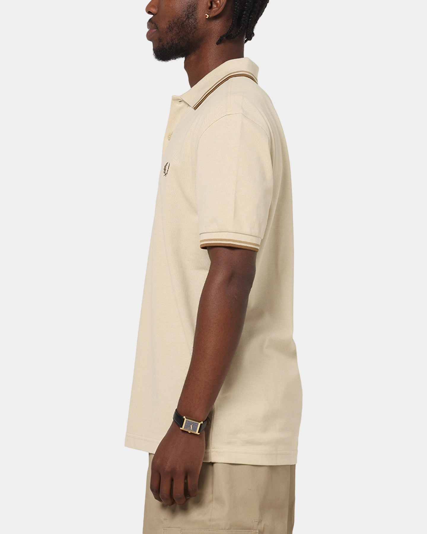 Fred Perry Twin Tipped Polo Shirt Oatmeal Sporty Look