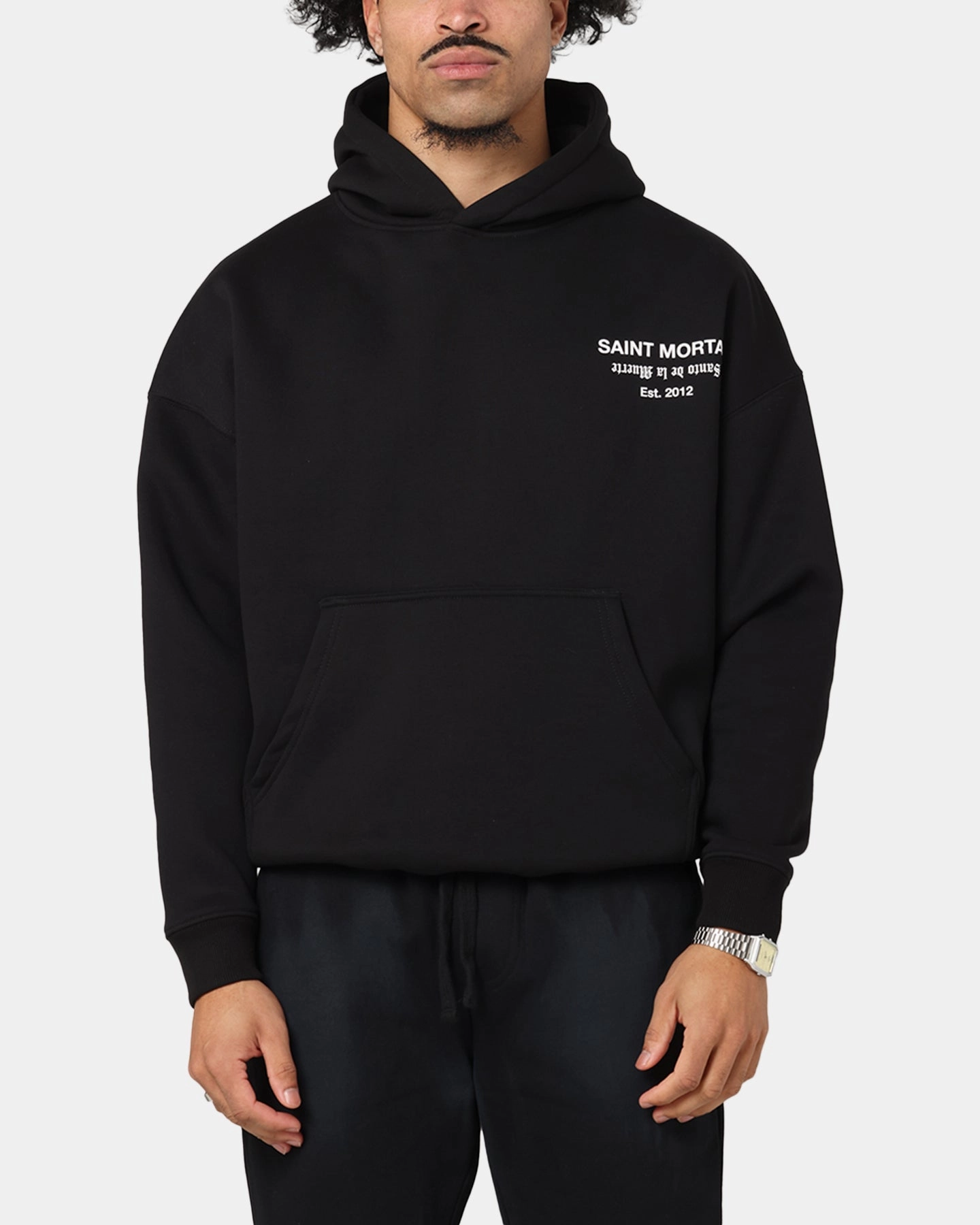 Saint Morta Muerte Boxy Hoodie Black cruise vacation High Demand