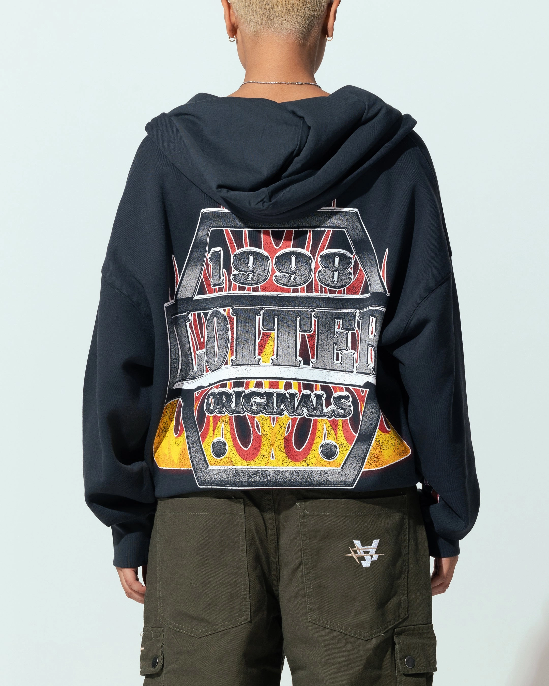 Invoice Ergonomic Design Loiter Motor Zip Hoodie Charcoal