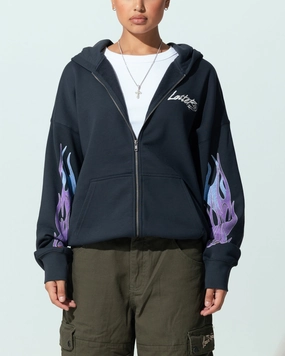 Loiter Motor Zip Hoodie Charcoal Reflective Safety Details Cross Ventilation Channels