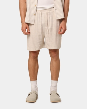 XXIII Ezrah Linen Shorts Oatmeal Exclusive Design Double Layered Hem