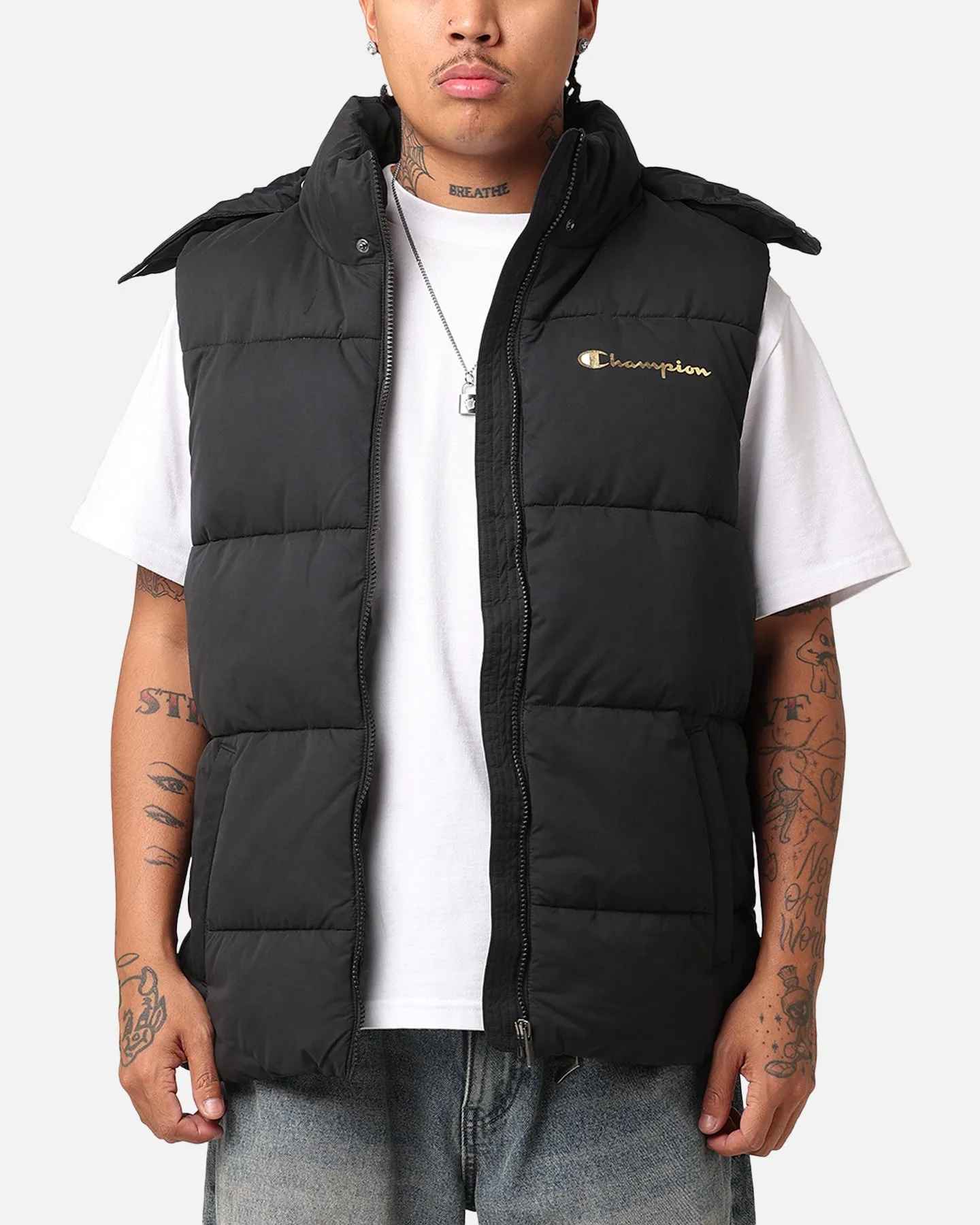 Champion Rochester Puffer Vest Black/Gold Sombrero Quilted Lining