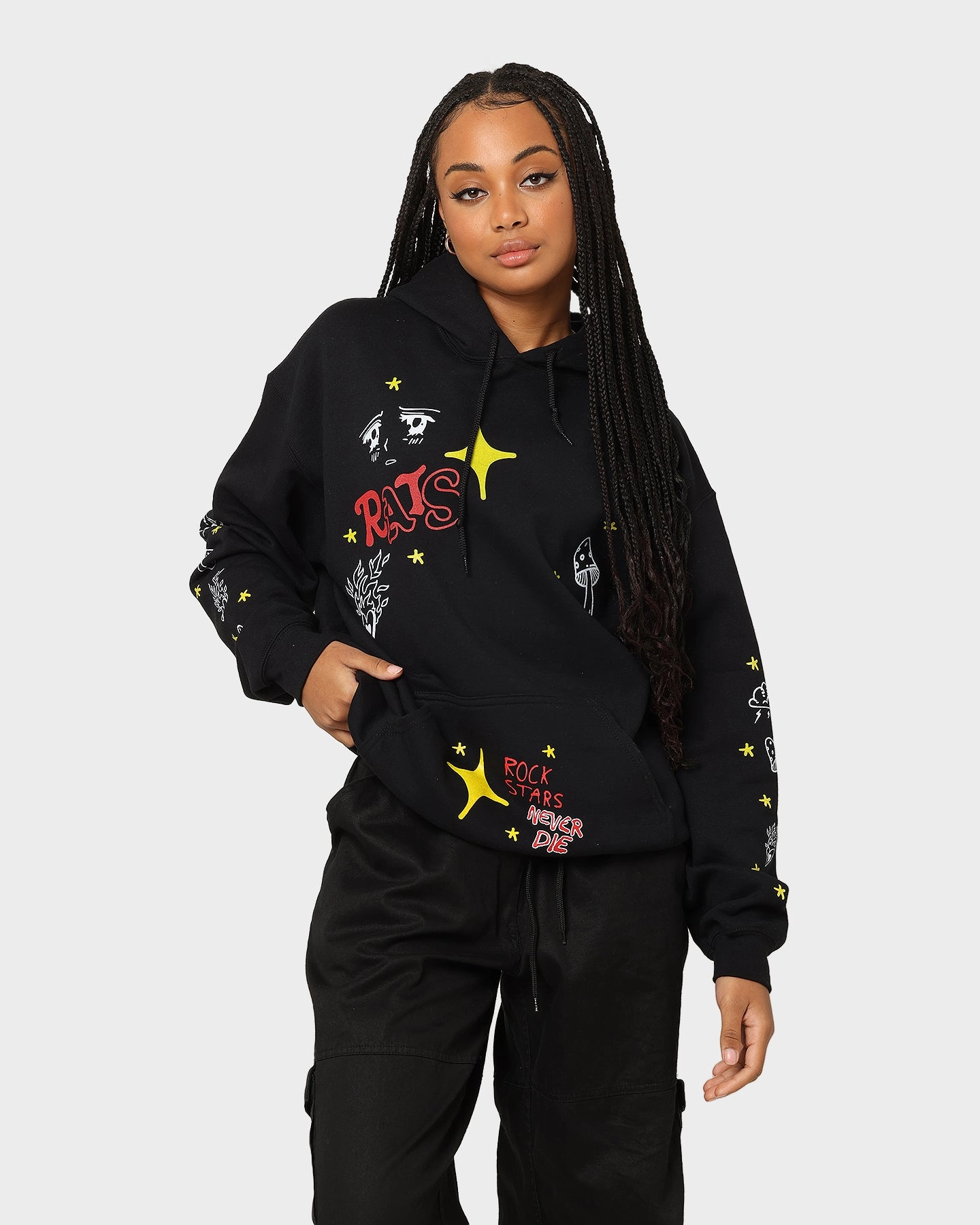 Windbreaker Style Rats Get Fat Sinners Hoodie Black