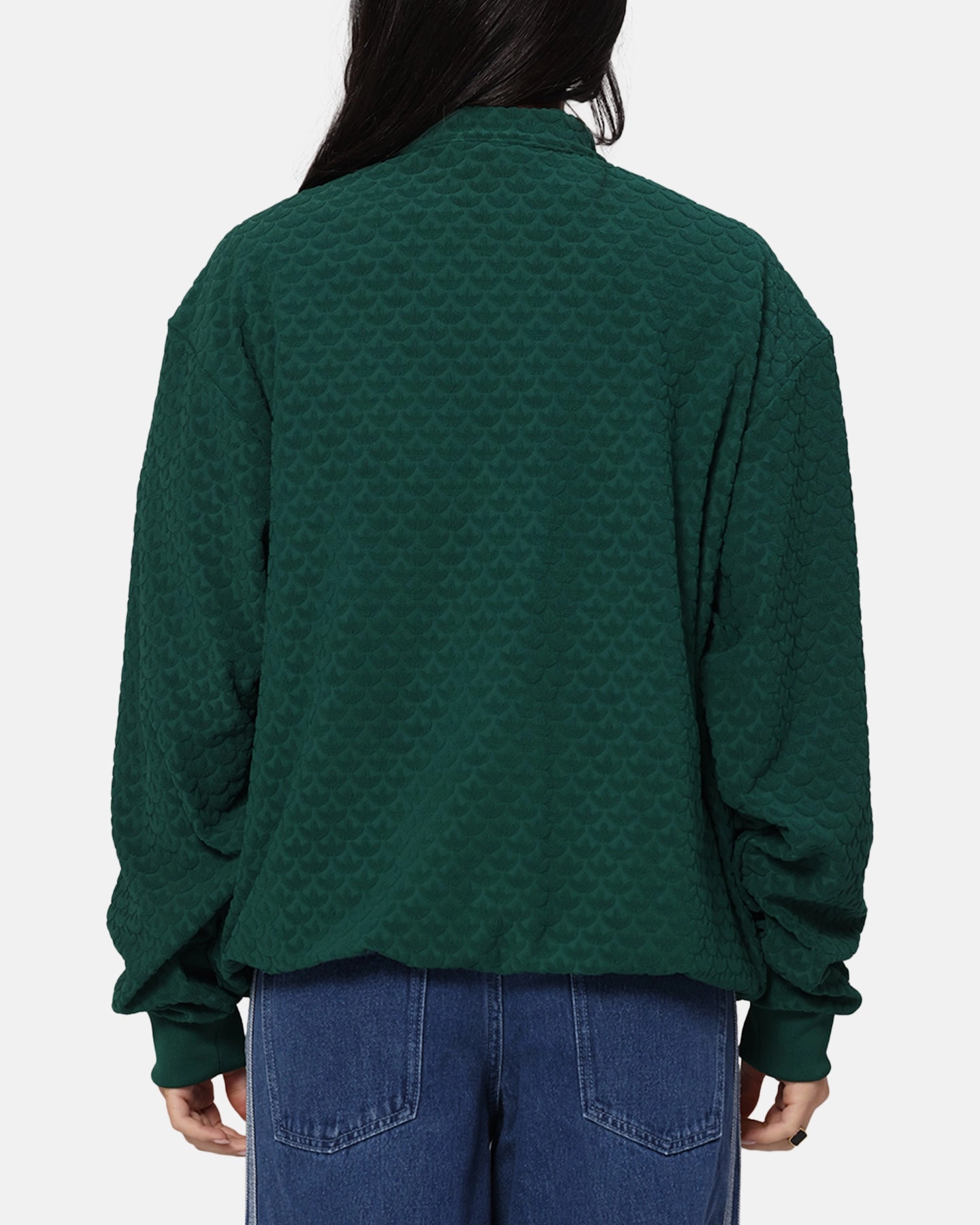 Adidas Monogram Track Top Jacket Green Daily Fit Hexagonal Quilted Pattern
