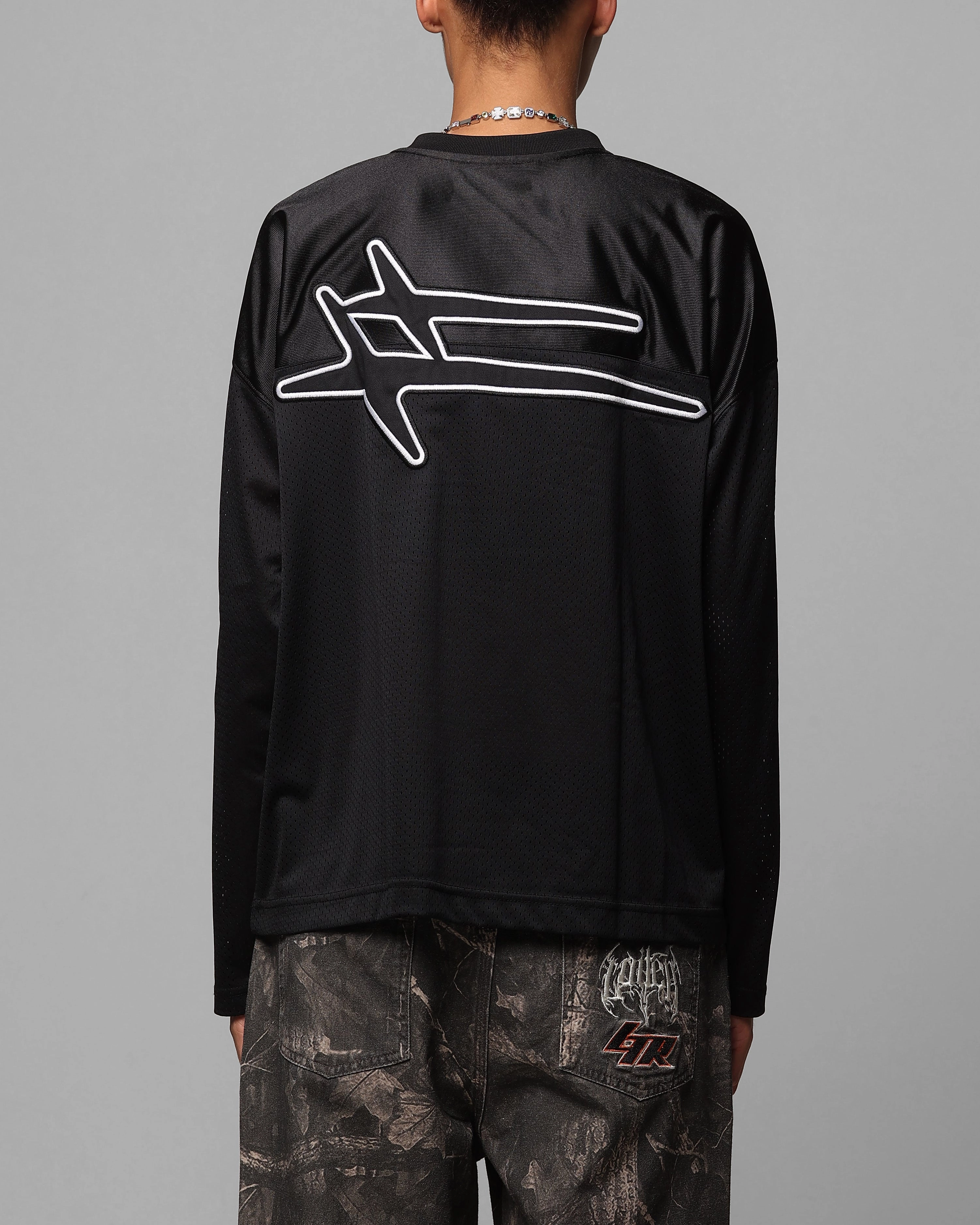 Loiter Long Sleeve Training Jersey Black Layered Collar Bohemian