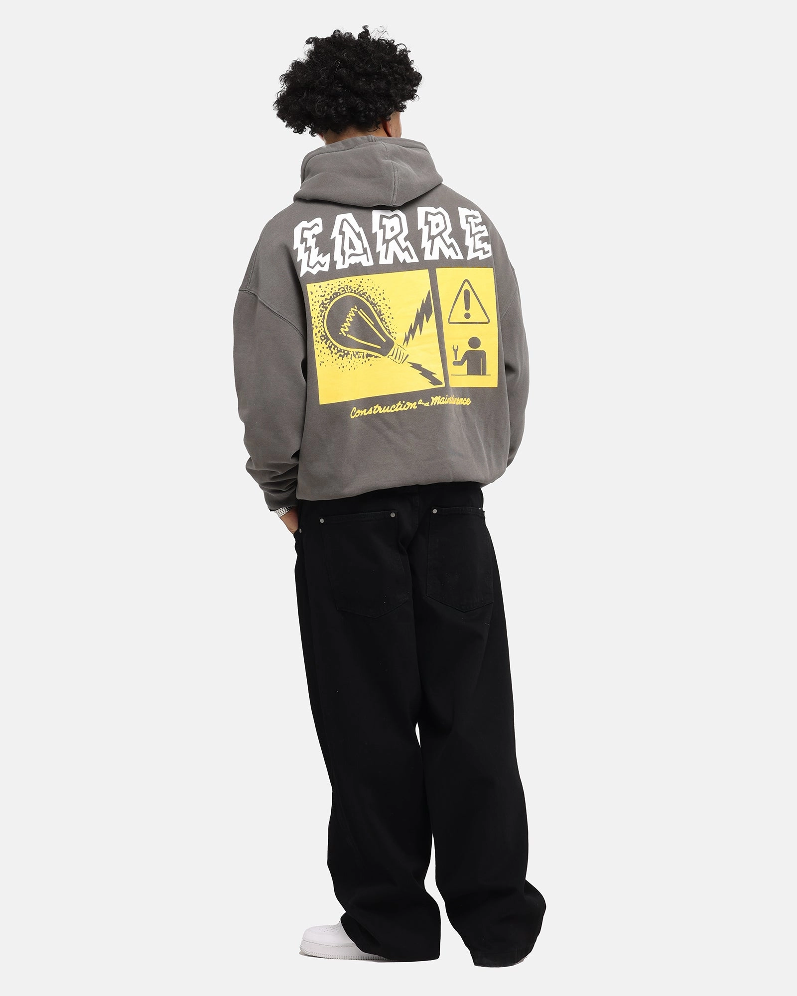 Carre Construction Hoodie Washed Charcoal Anti Odor Suburban style