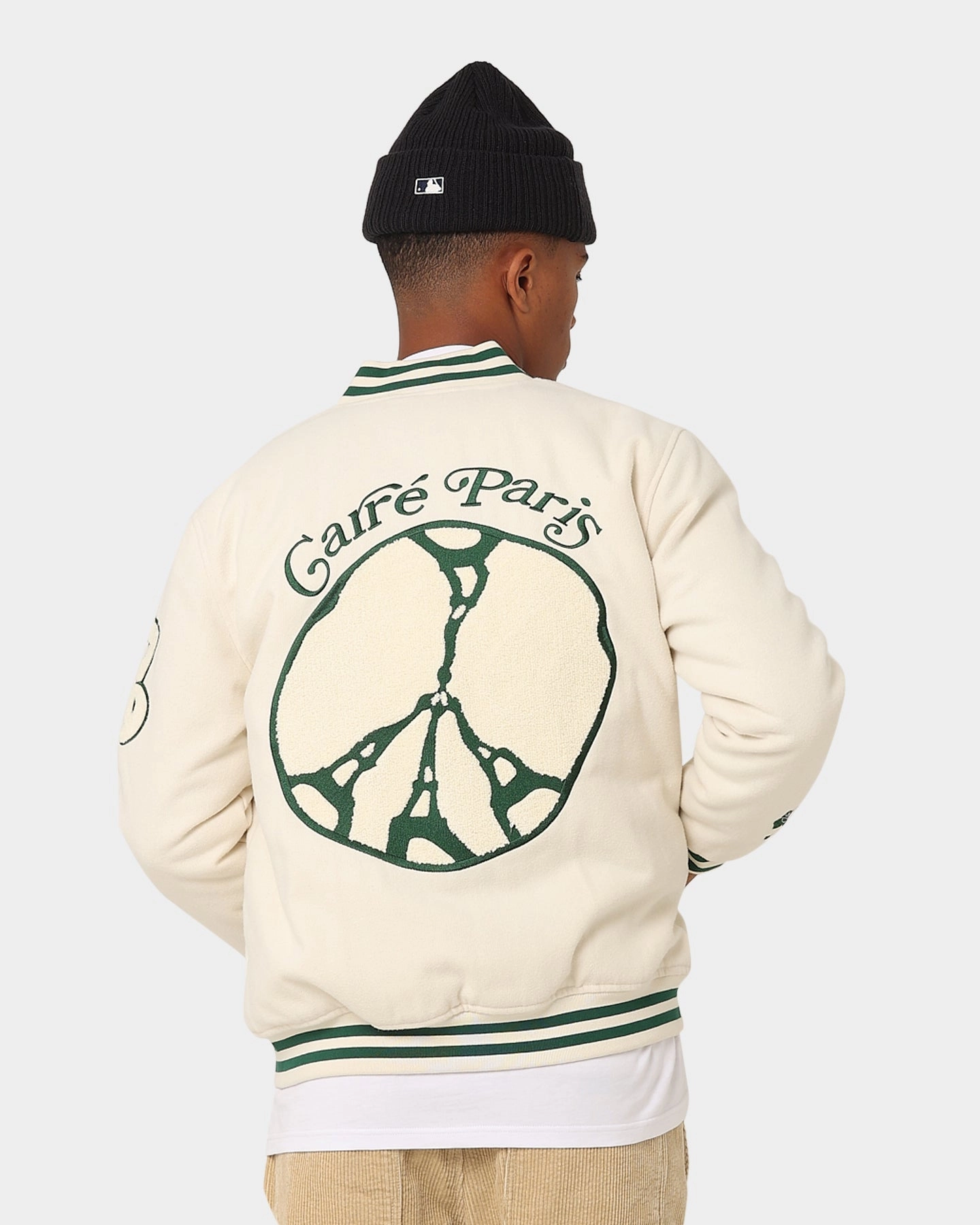 Fitness Carre Peace Varsity Jacket Off White/Green