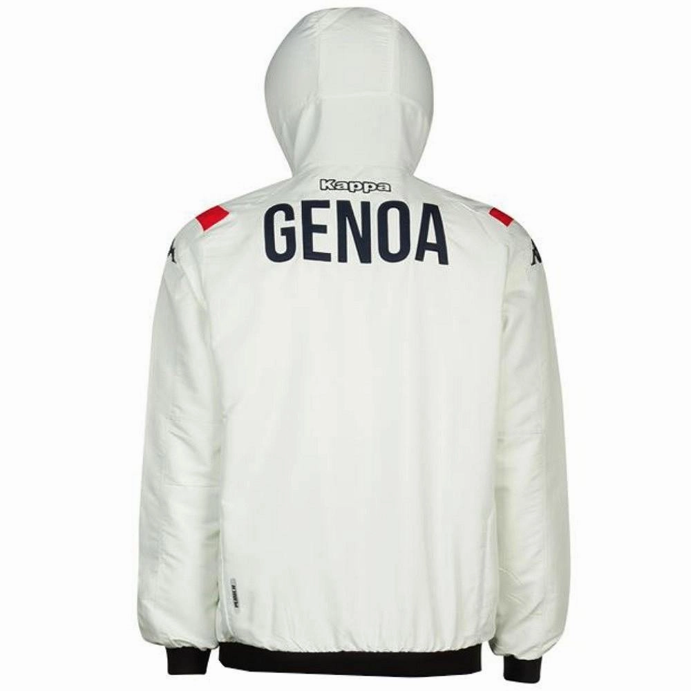 Geometric Shapes Performance-driven Genoa CFC white/navy hooded presentation soccer tracksuit 2020 - Kappa
