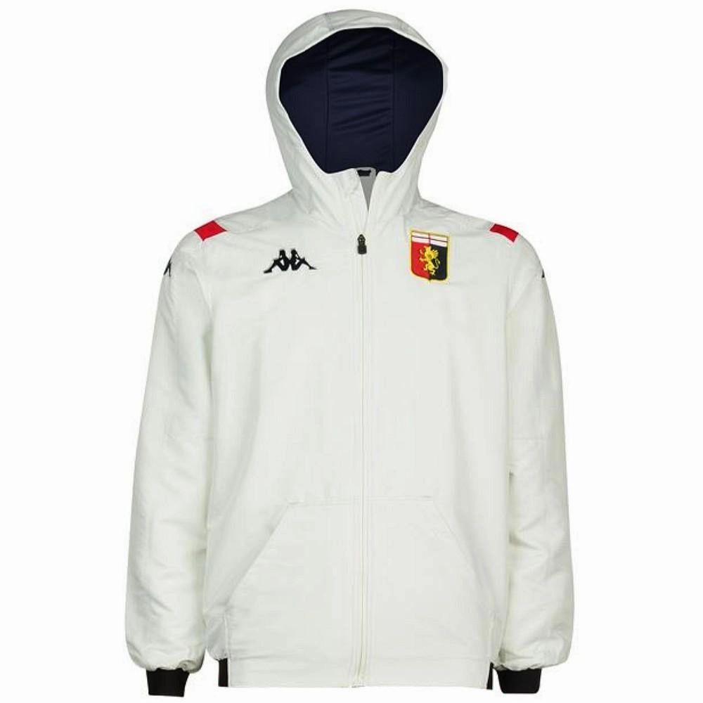 trend venue Genoa CFC white/navy hooded presentation soccer tracksuit 2020 - Kappa