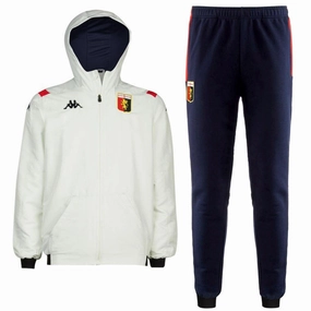 Genoa CFC white/navy hooded presentation soccer tracksuit 2020 - Kappa 360 Degree Mobility Fit FlatlockStitching