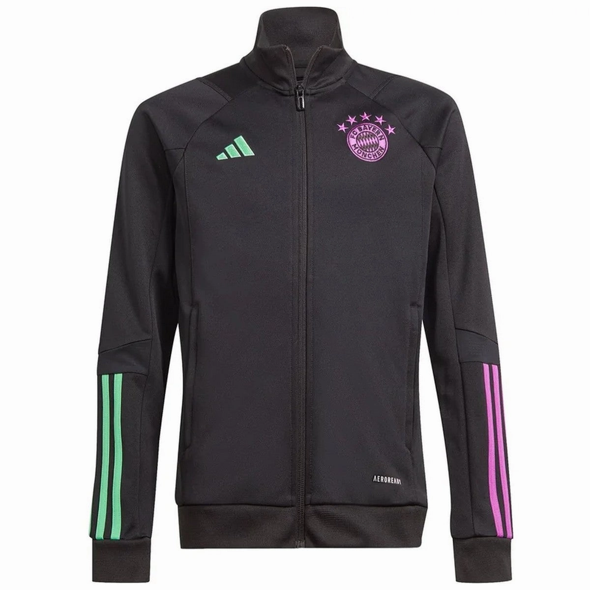 Kids - Bayern Munich black training bench tracksuit 2023/24 - Adidas Resort Wear