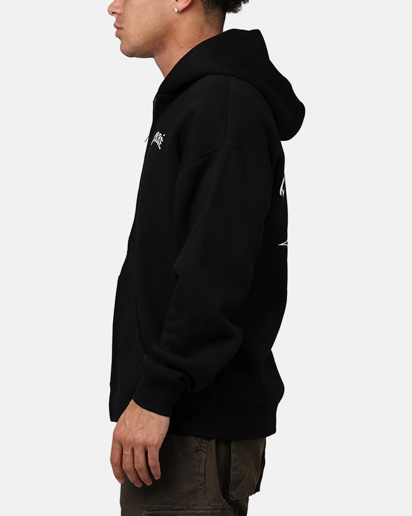 Carre Members Only Zip Hoodie Black Stylish Checked