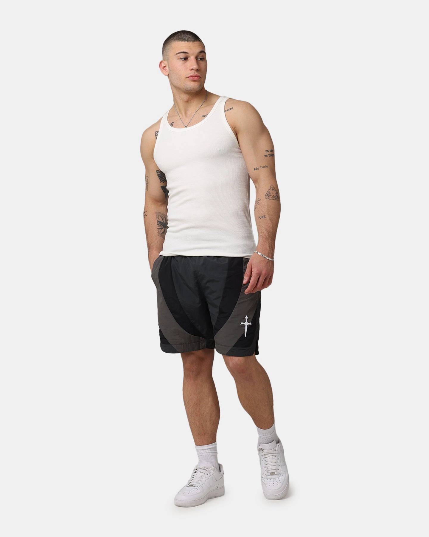 Saint Morta Holy Grail Nylon Shorts Black/Grey High Waist