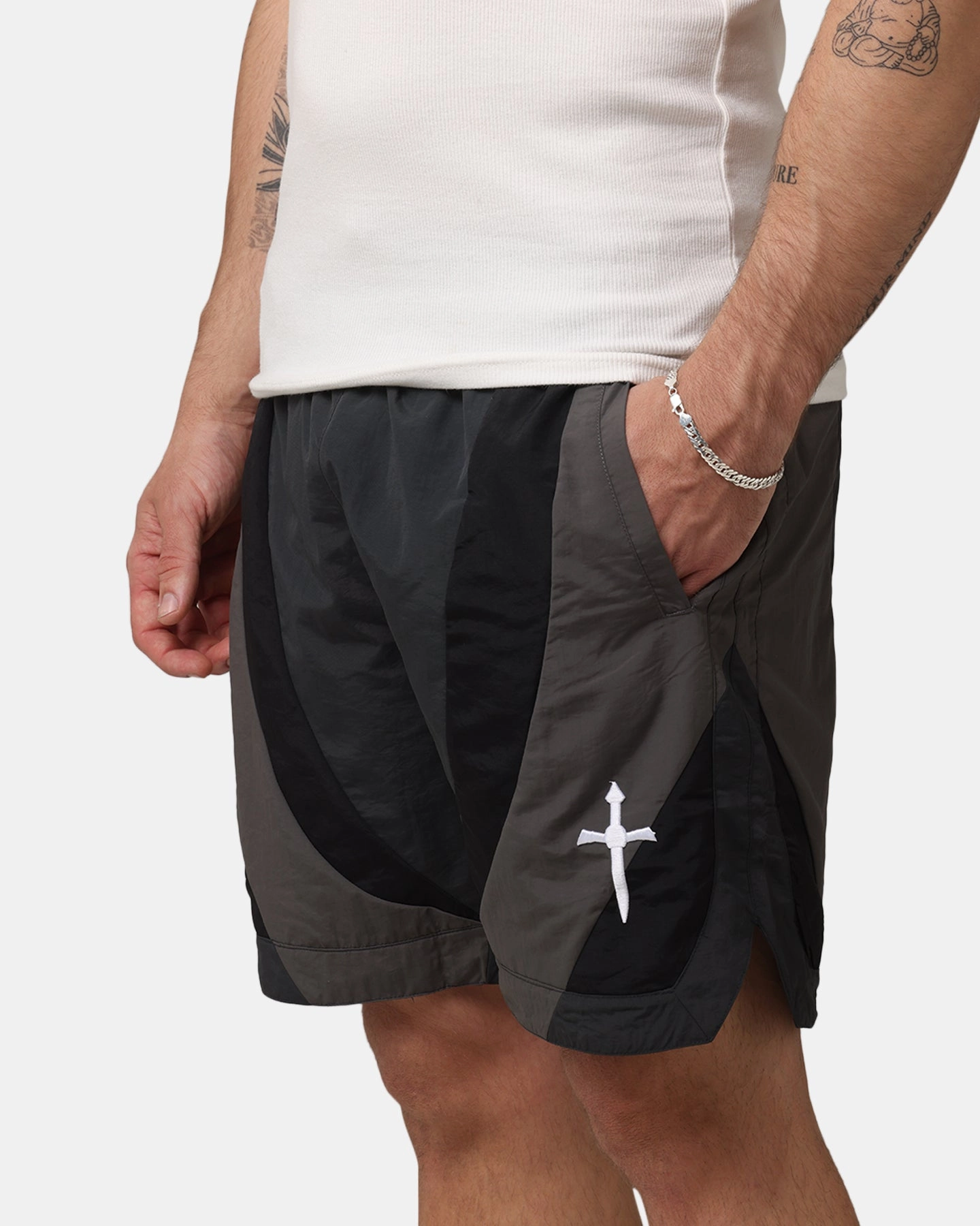 Saint Morta Holy Grail Nylon Shorts Black/Grey Luxury Feel