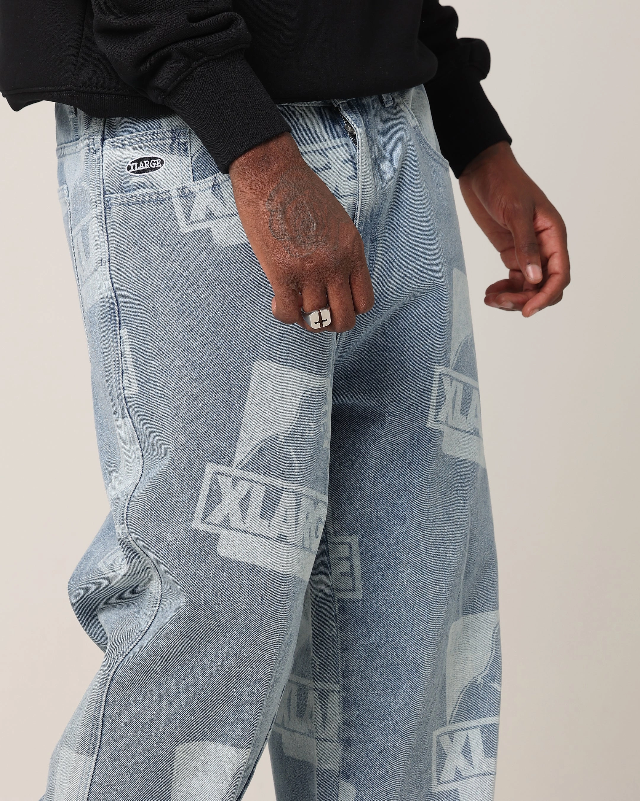 X-Large OG Bull Denim 91 Pants Light Denim Cool Weather Durable Hemming