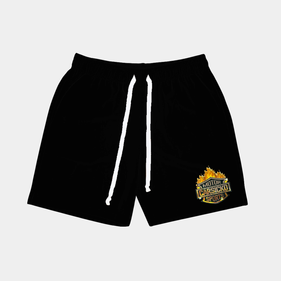 MultiPocket System FlatlockStitching Carsicko Windbreaker Shorts - Black