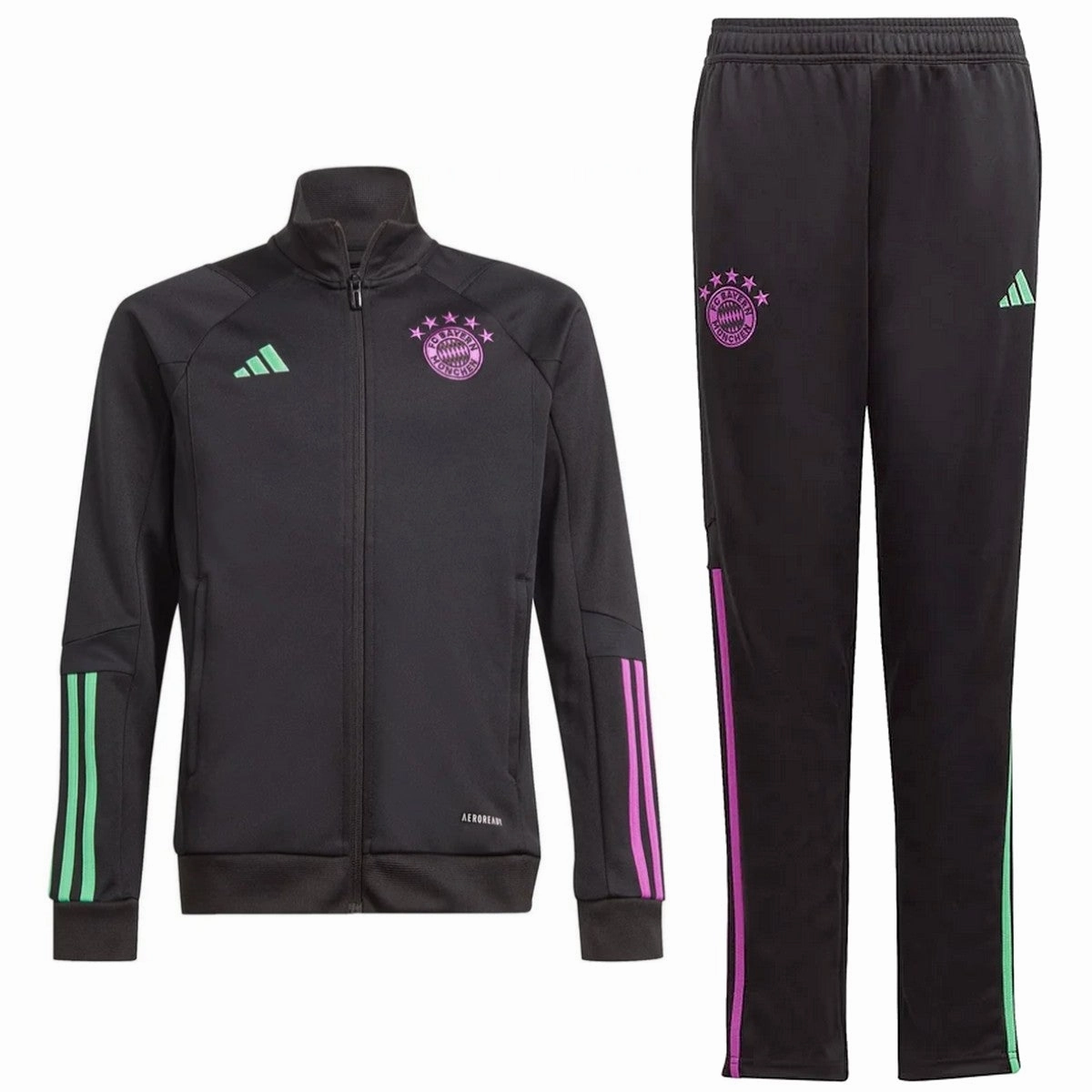 Kids - Bayern Munich black training bench tracksuit 2023/24 - Adidas Cutting-edge VentilatedMeshPanels