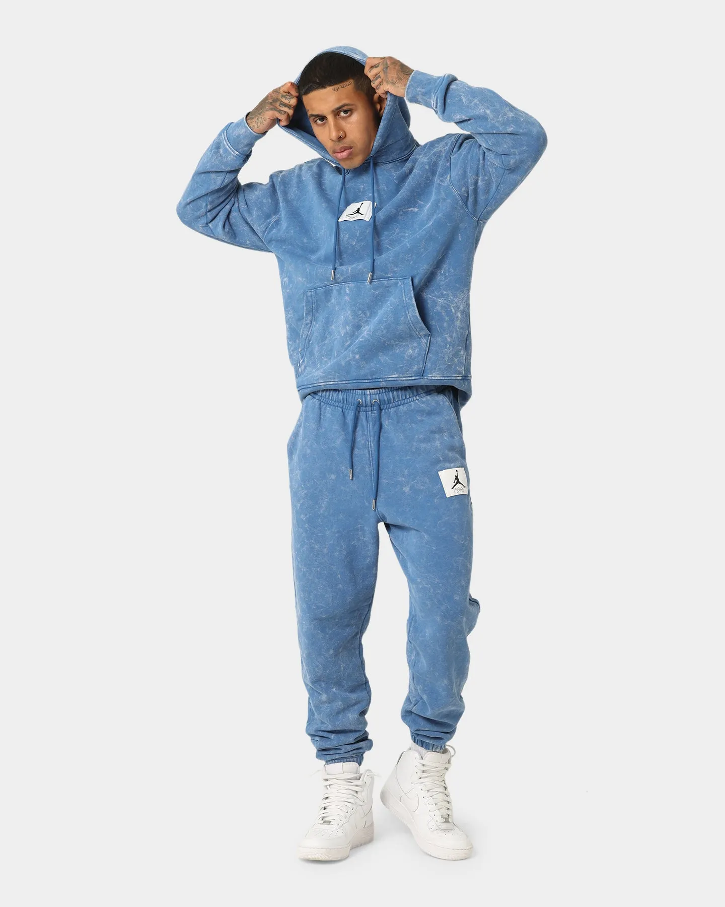 Jordan Essential Statement Washed Fleece Pullover Hoodie True Blue/Sail Adapt