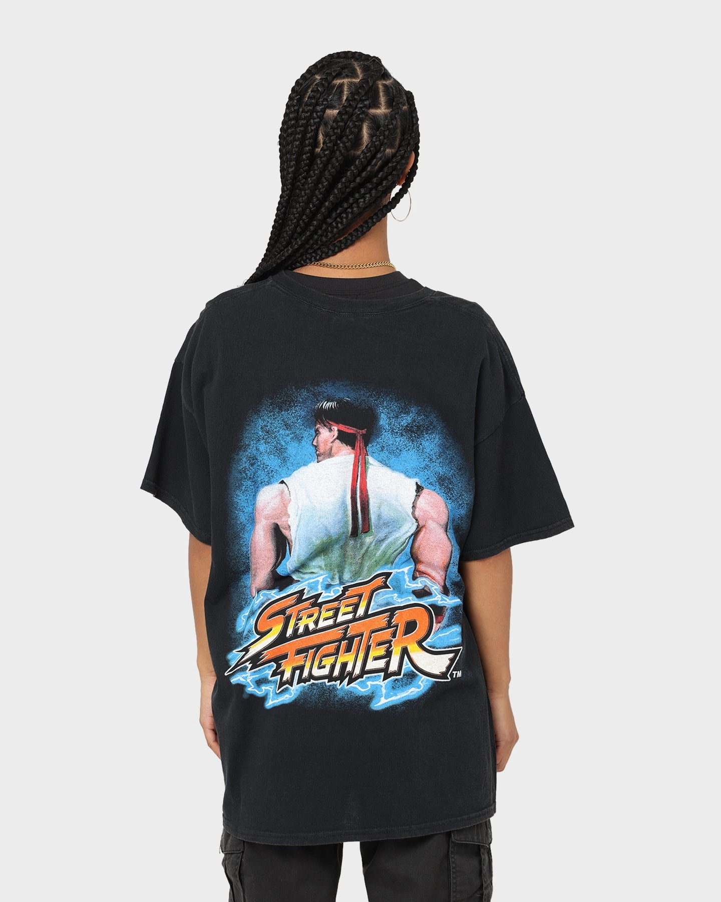 Goat Crew X Street Fighter Ryu Vintage T-Shirt Black Wash Breathable knit Summer cool