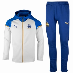 Olympique Marseille white/blue Casual hooded presentation tracksuit 2023/24 - Puma slipper LowFriction