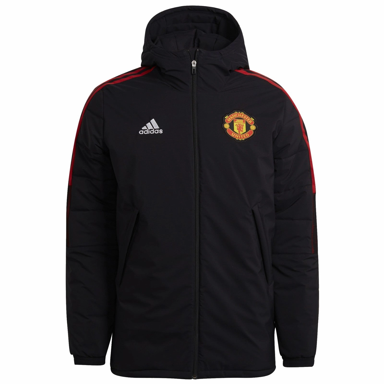 Manchester United soccer retro bench padded jacket 2022 - Adidas ReinforcedKnees