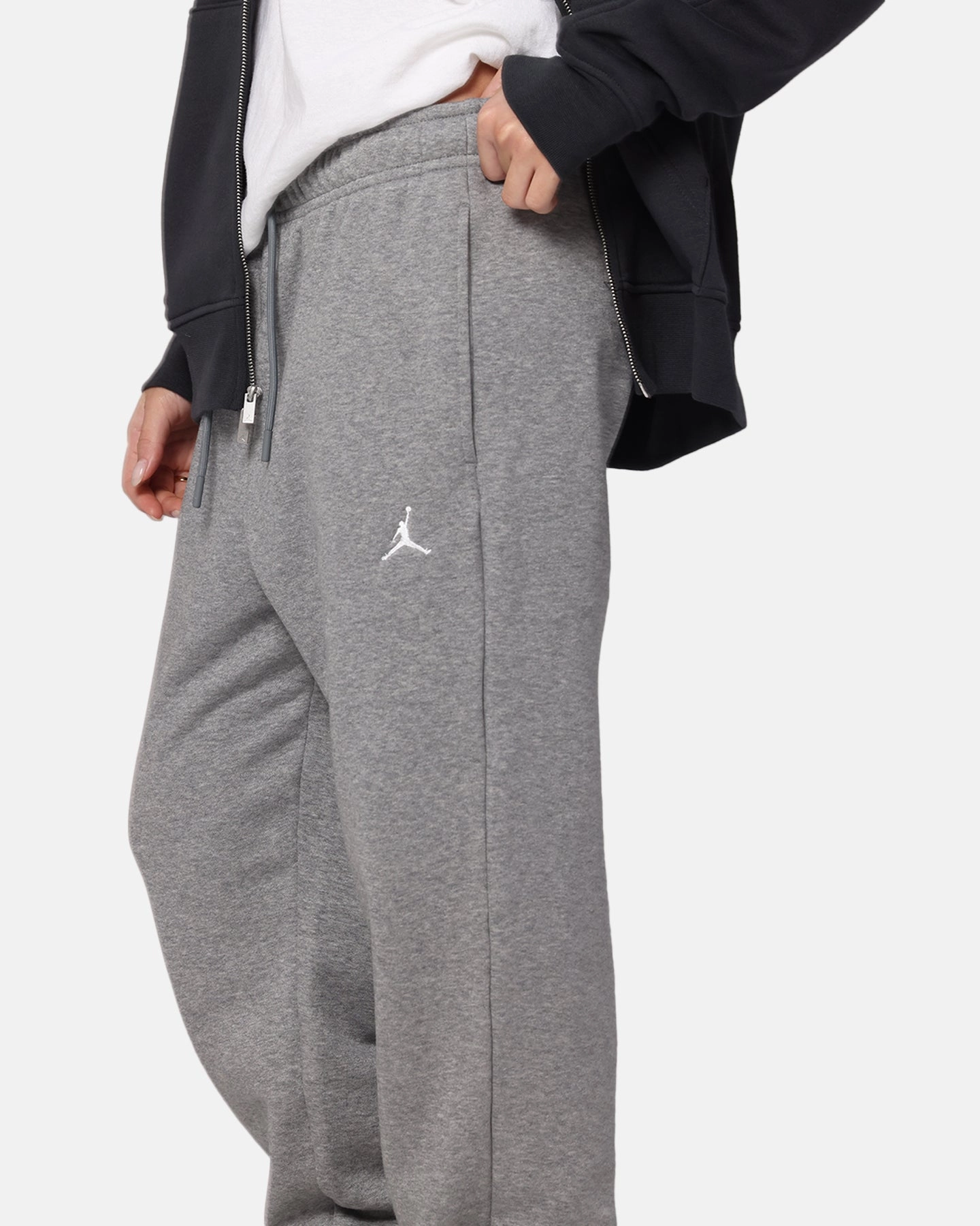 Jordan Brooklyn Fleece Pants Carbon Heather/White Travel Friendly