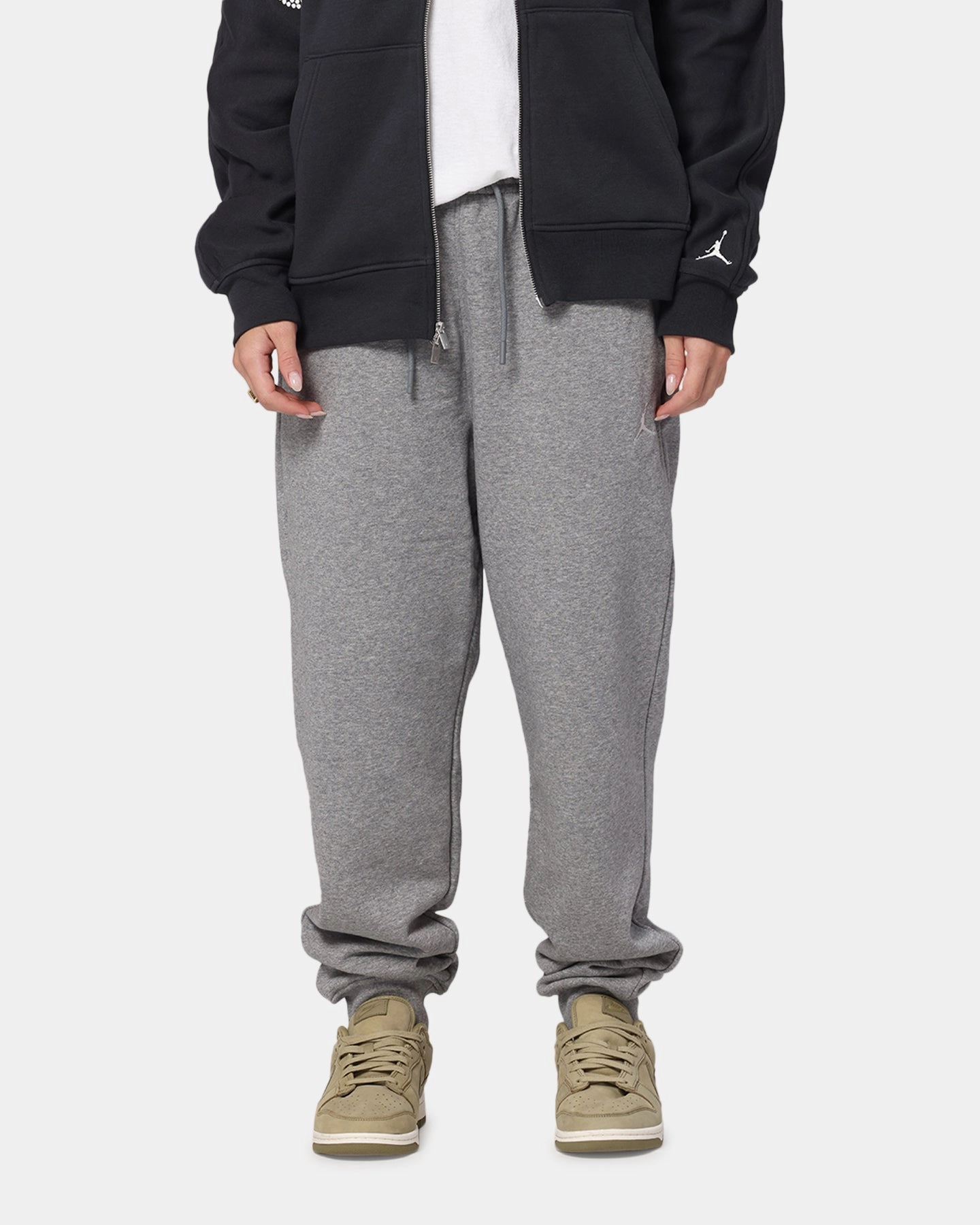Jordan Brooklyn Fleece Pants Carbon Heather/White DurableReinforcedMaterial