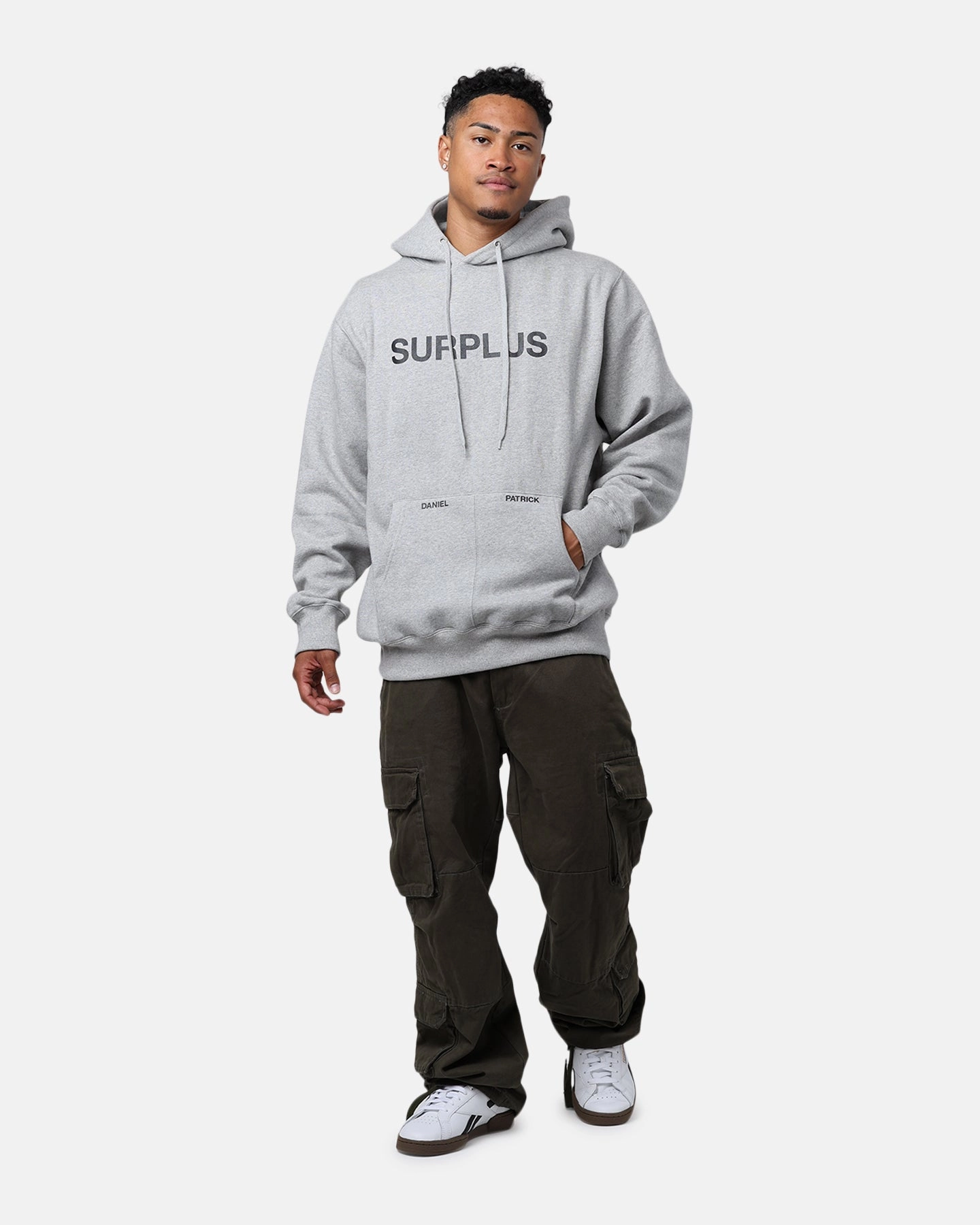 Daniel Patrick Surplus Logo Hoodie Grey Elastic