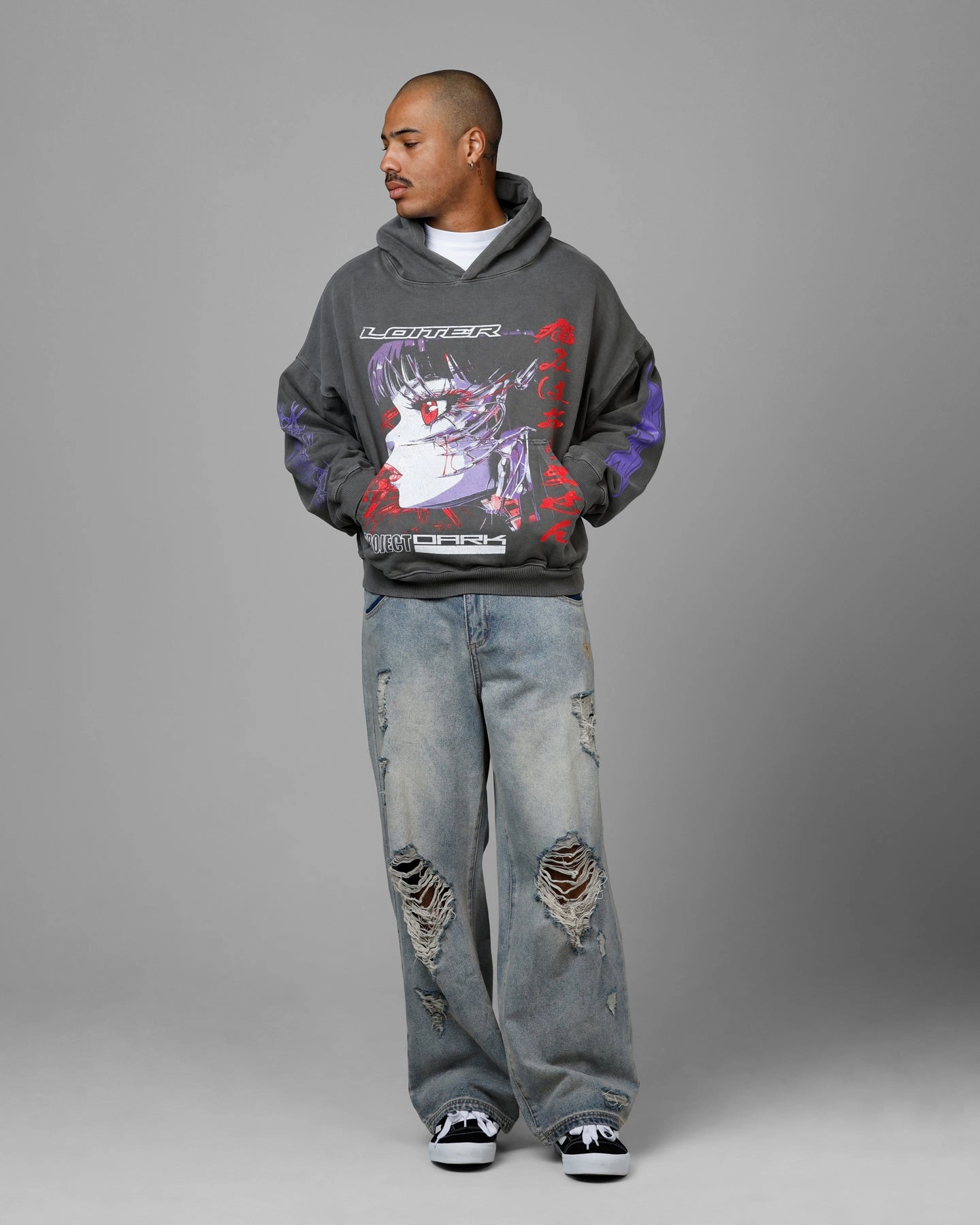 Loiter Cyberkinetics Premium Hoodie Washed Charcoal Score