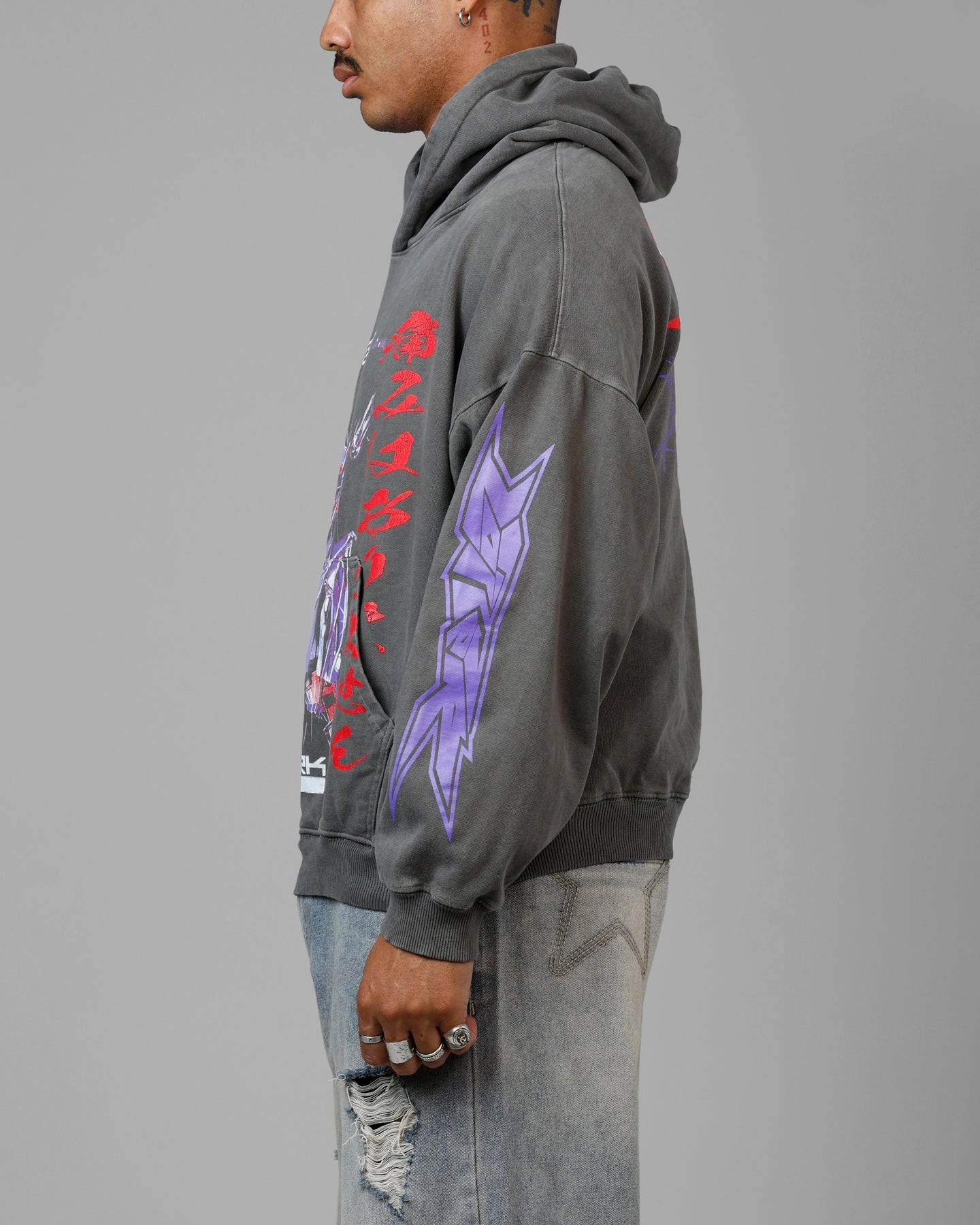 Anti Static Finish Loiter Cyberkinetics Premium Hoodie Washed Charcoal