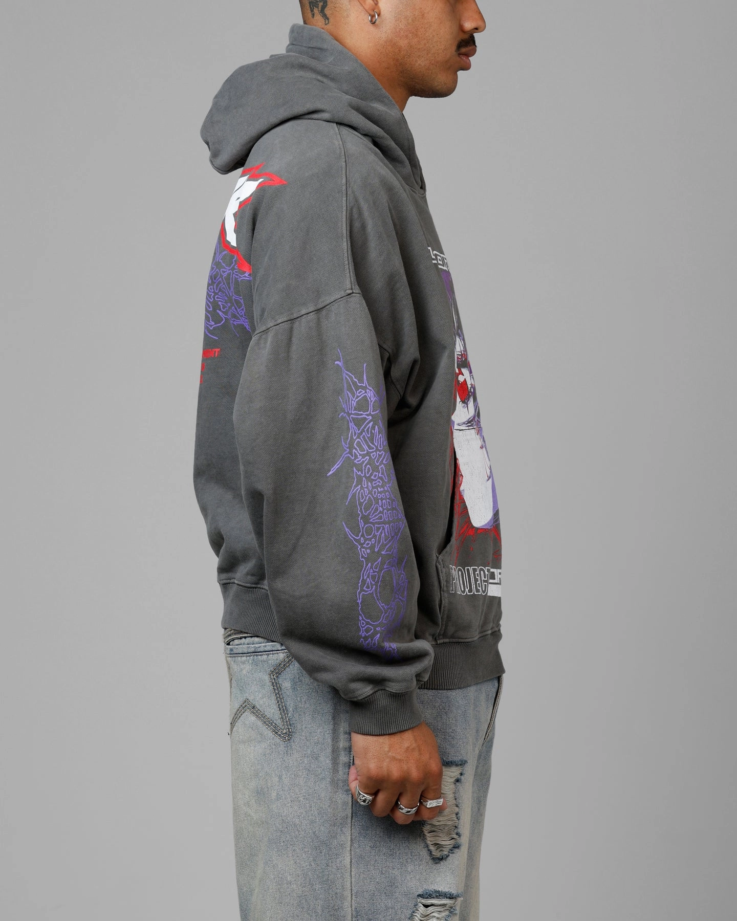 mountain scene Loiter Cyberkinetics Premium Hoodie Washed Charcoal