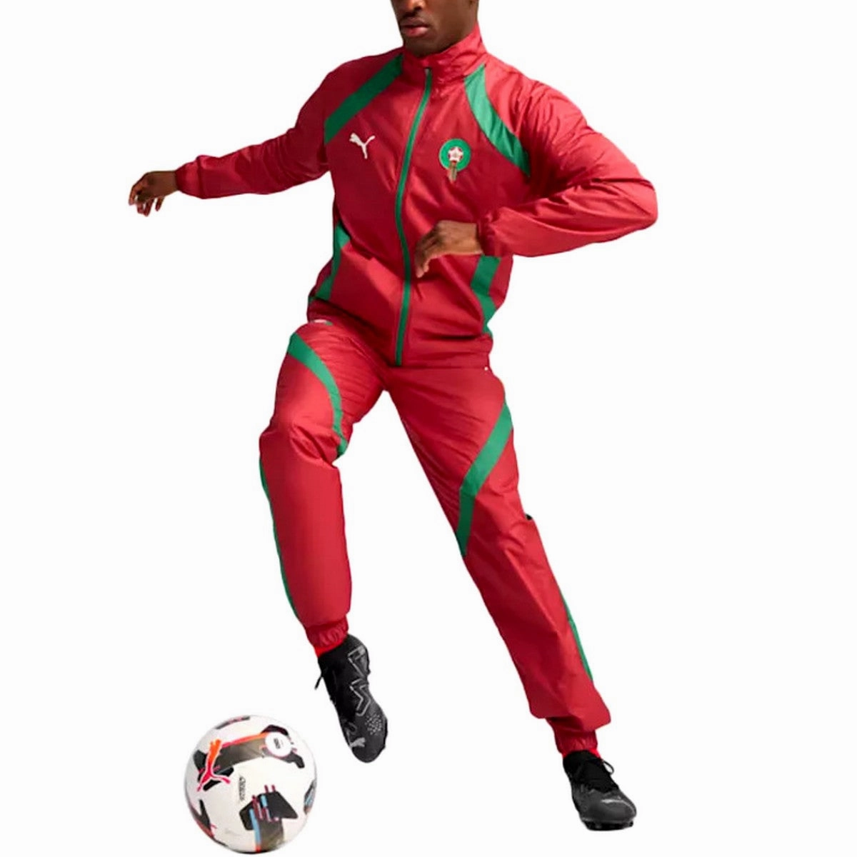 Morocco pre-match presentation soccer tracksuit 2024/25 - Puma Reinforced Stitching