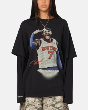 Linen blend Mitchell & Ness New York Knicks Melo State Of Mind Long Sleeve T-Shirt Faded Black