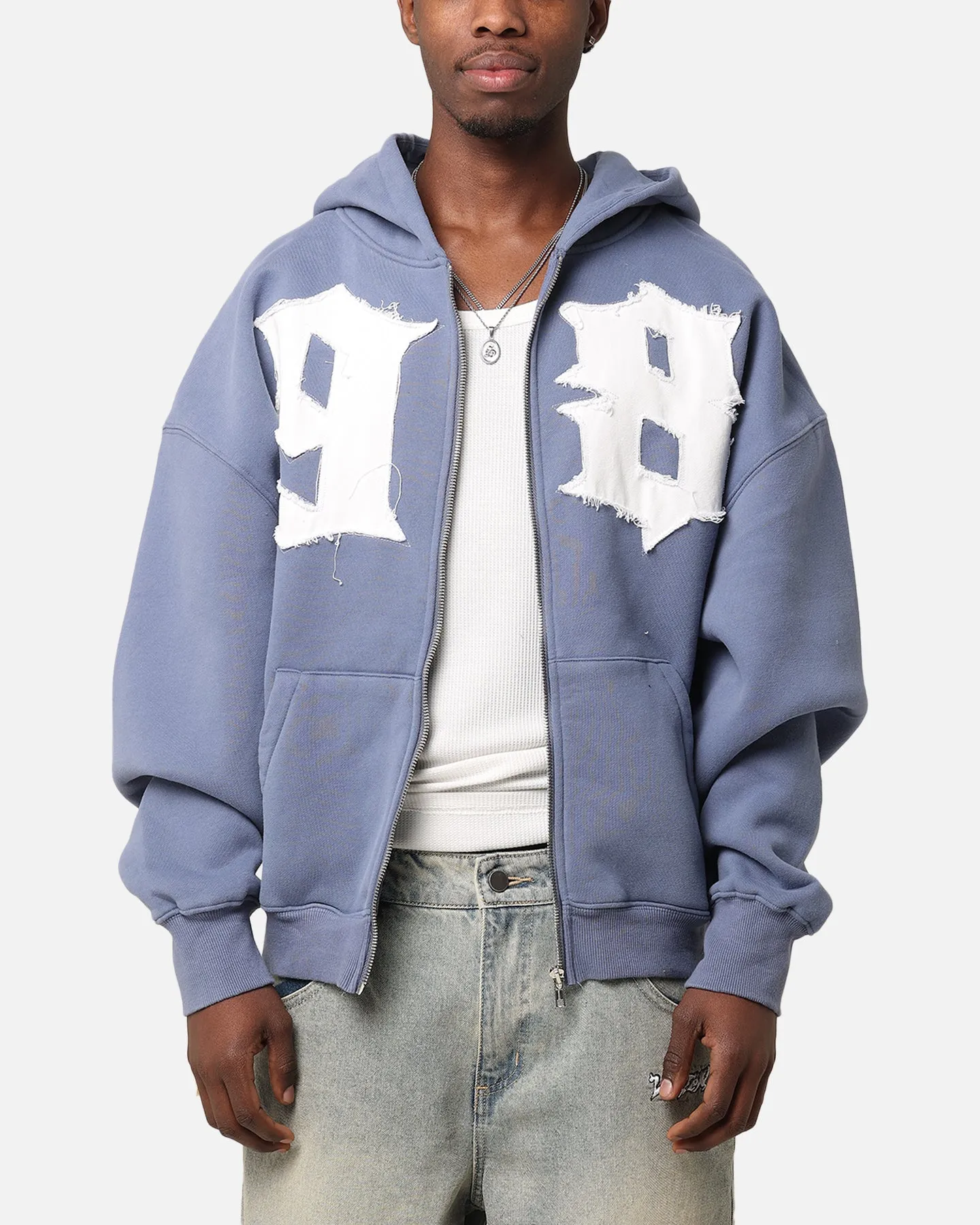 Temperature Regulating Breathable Material Loiter Star Child Zip Hoodie Navy