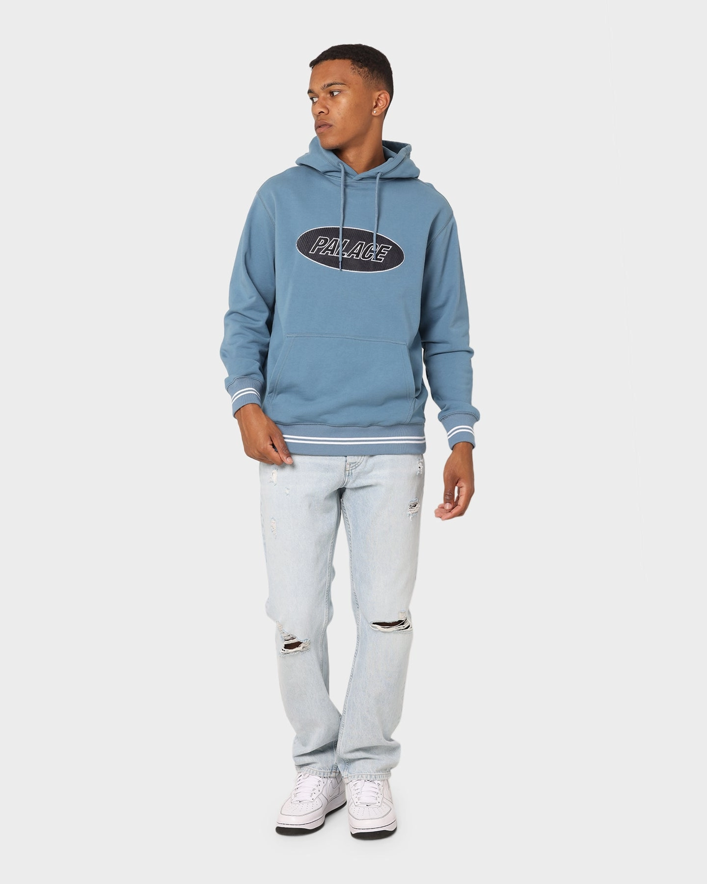 New Year's Eve attire chefs Palace Oval Hoodie Airforce Blue