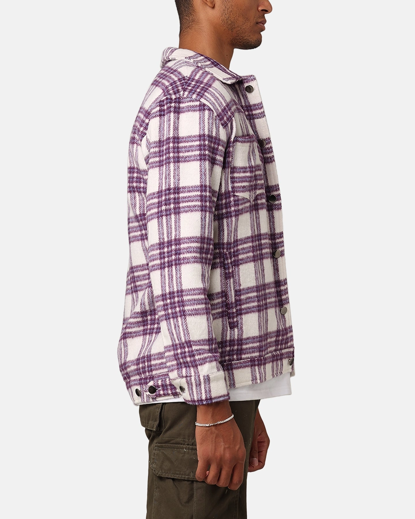Classic Comfort XXIII Darby Plaid Shacket Purple/White