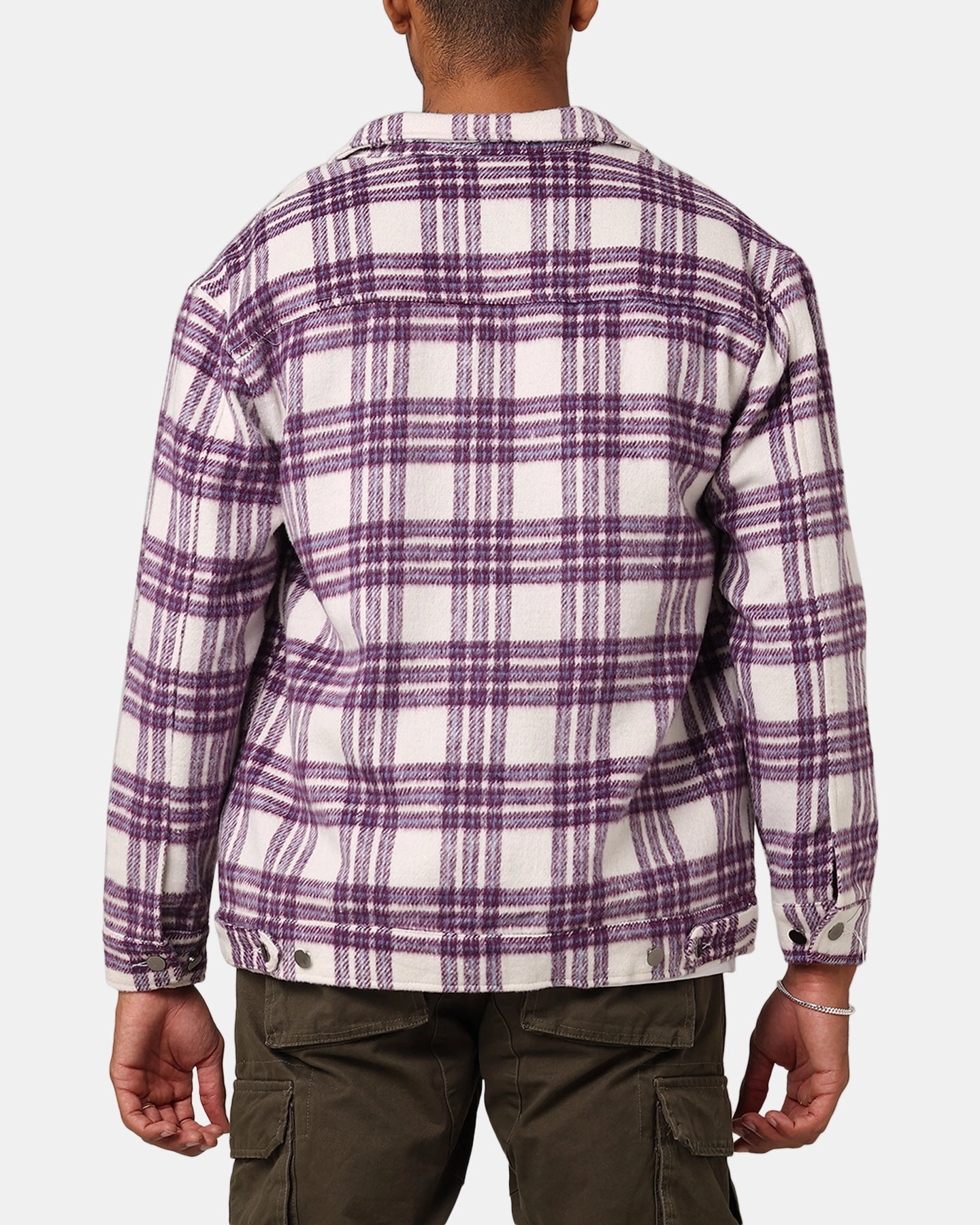 Probability XXIII Darby Plaid Shacket Purple/White