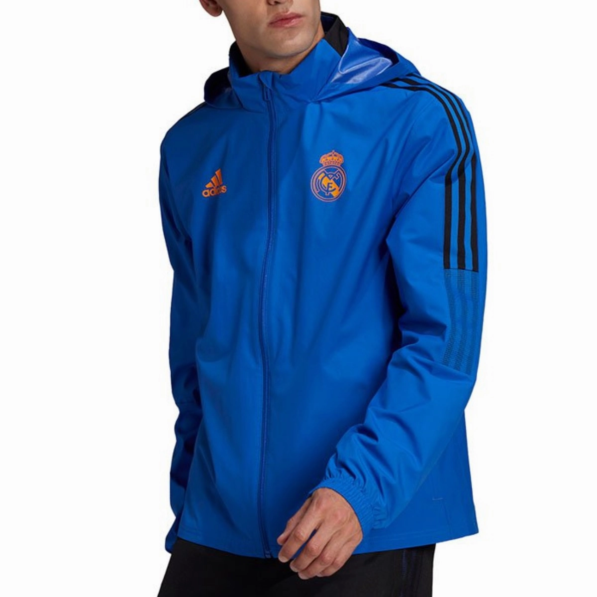 convenience Real Madrid soccer blue training rain jacket 2022 - Adidas