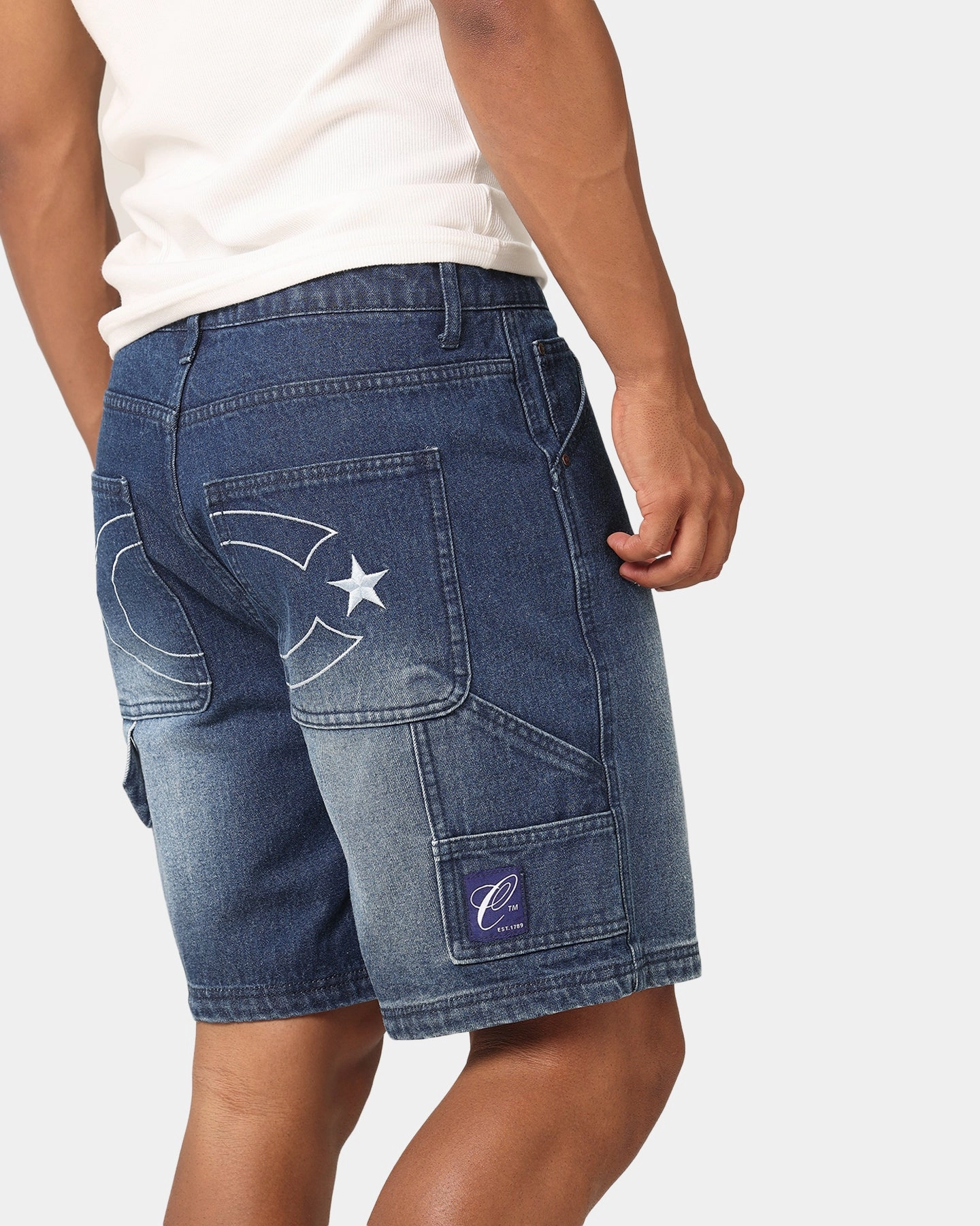 Carre C-Star Denim Shorts Mid Blue Denim home renovation