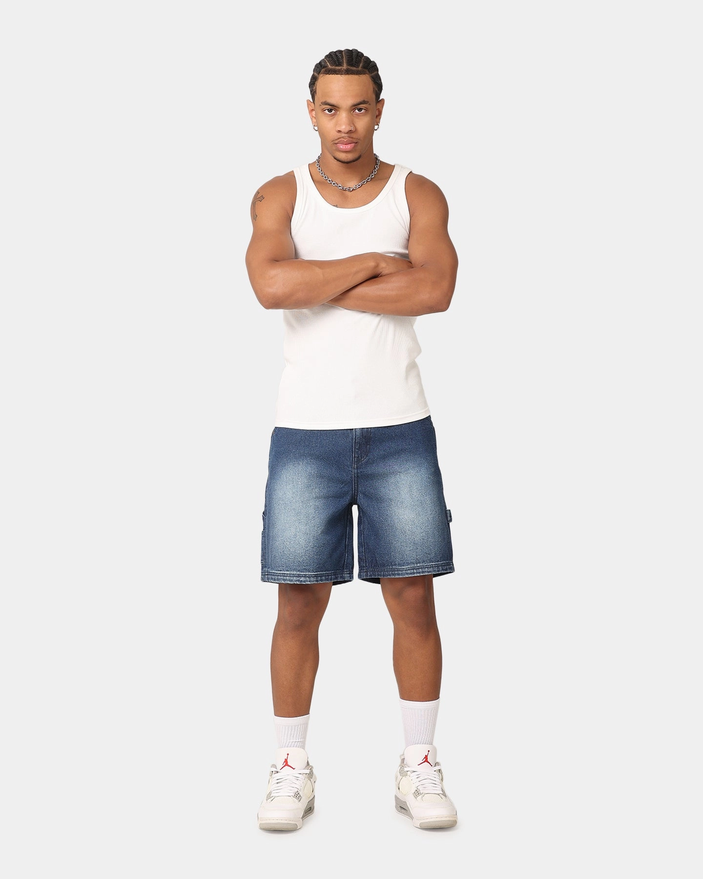 Carre C-Star Denim Shorts Mid Blue Denim Beach Ready