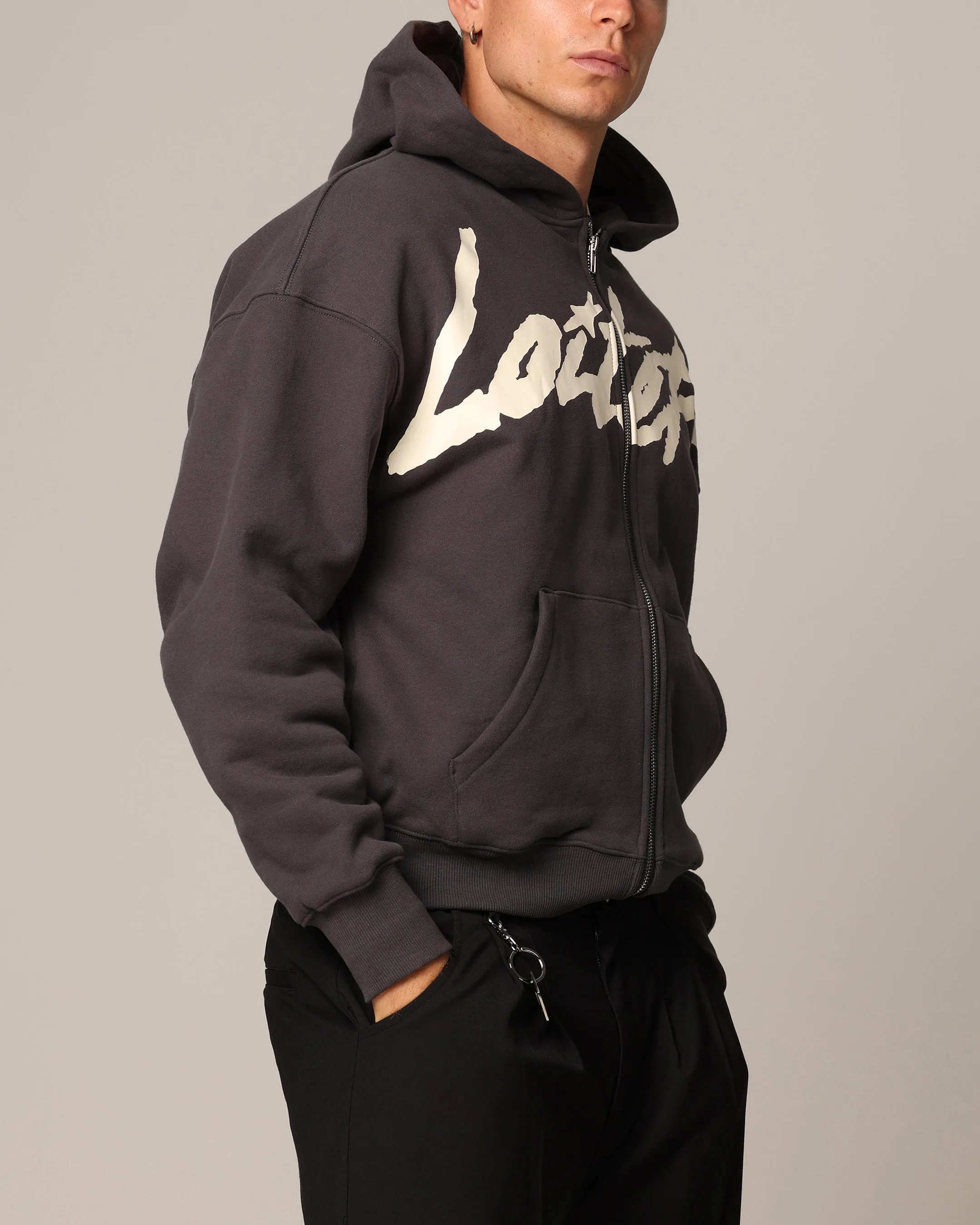 Loiter Spider Zip Hoodie Charcoal regular