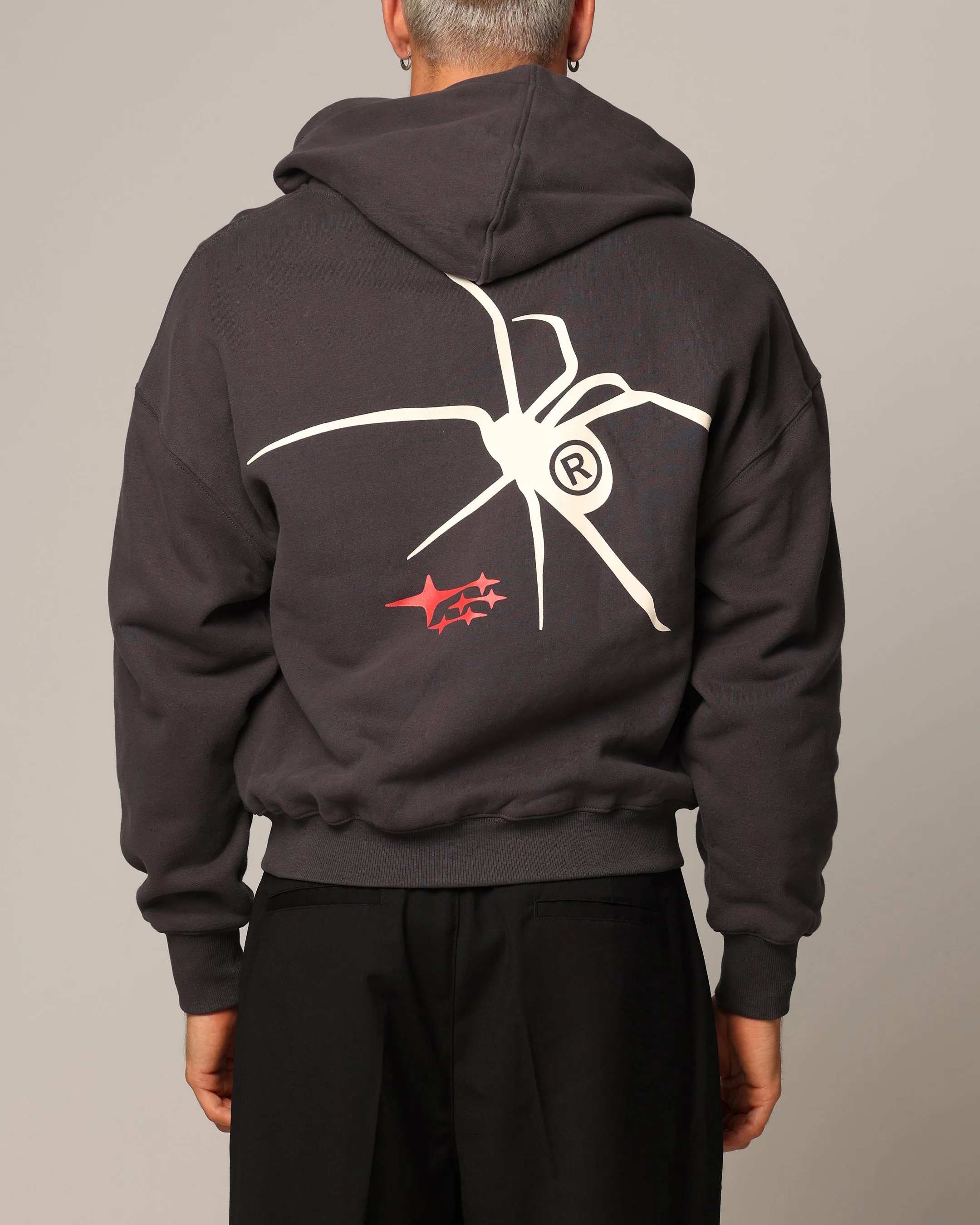 holiday Loiter Spider Zip Hoodie Charcoal