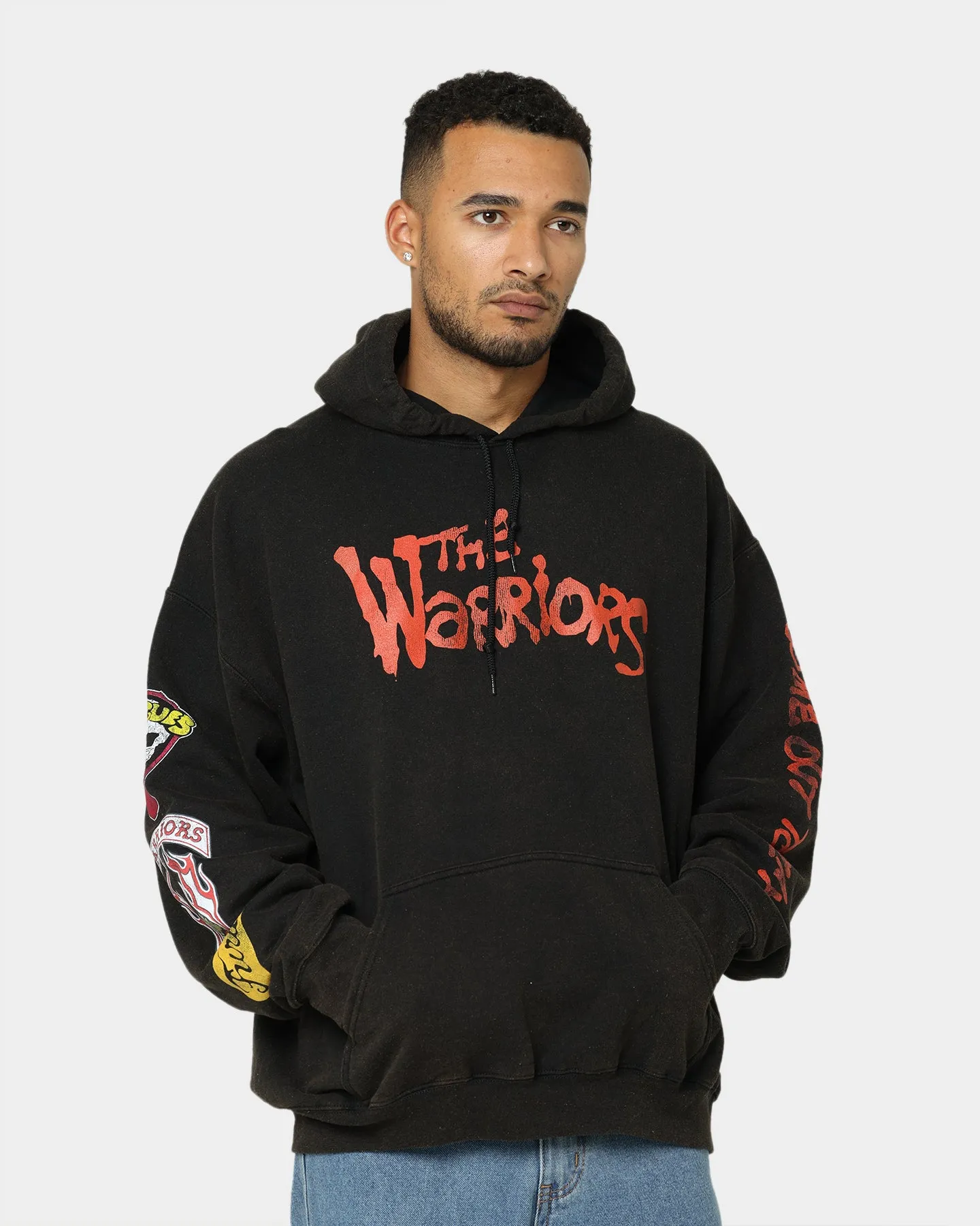 American Thrift X The Warriors The Warriors Vintage Hoodie Black Wash Performance Outerwear MultiPocket Design