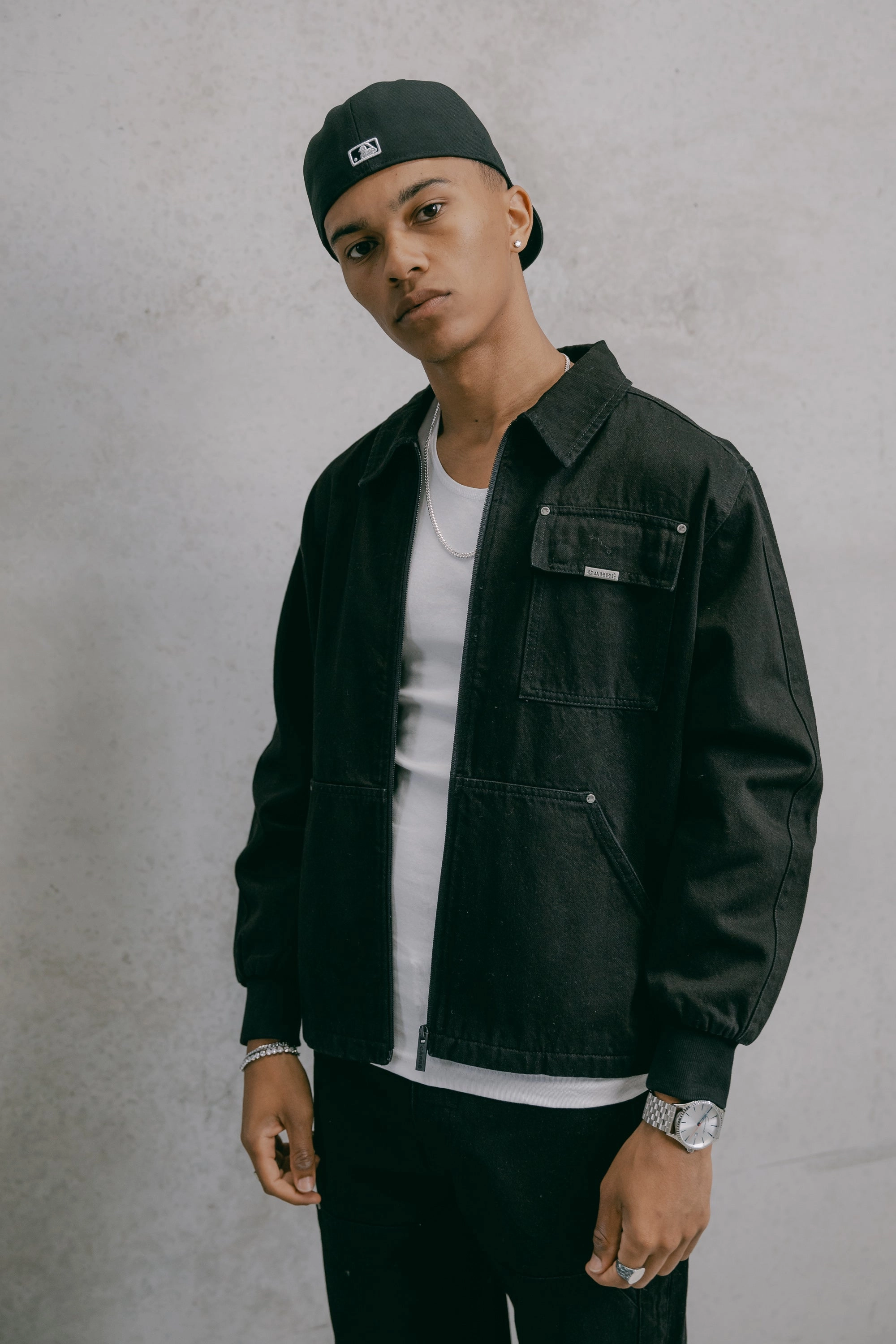 Carre Construct Work Jacket Black Rugged Outer Shell Green