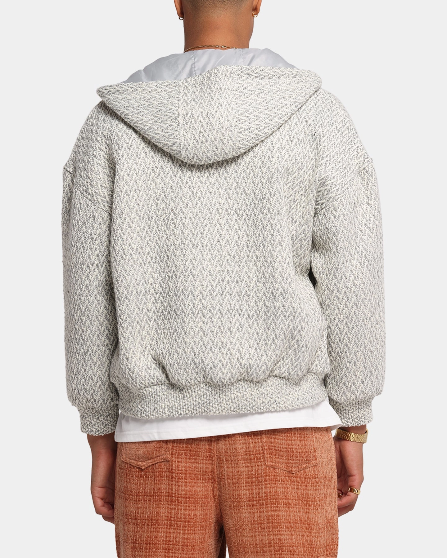 XXIII Boucle Tweed Zip Hoodie Grey Marle All-day Comfort Matte Finish