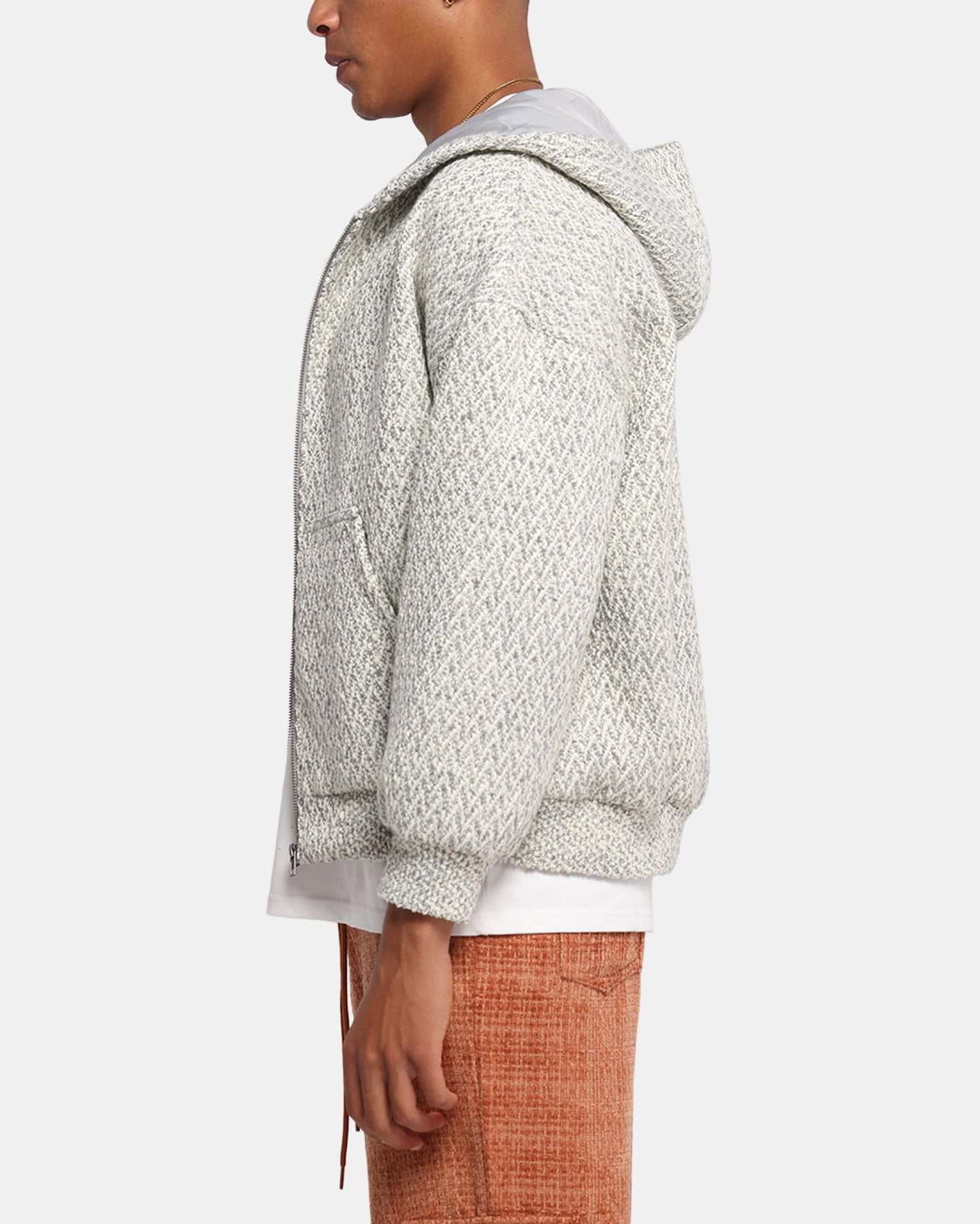 Weekend Style Outdoor Wear XXIII Boucle Tweed Zip Hoodie Grey Marle