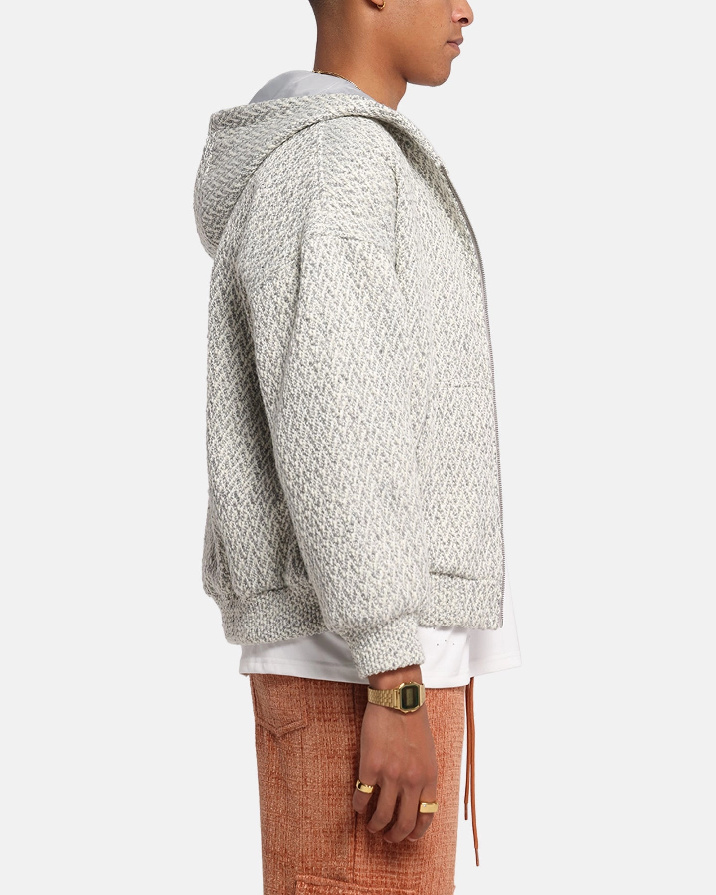 XXIII Boucle Tweed Zip Hoodie Grey Marle Lightweight Midlayer Option High end feel